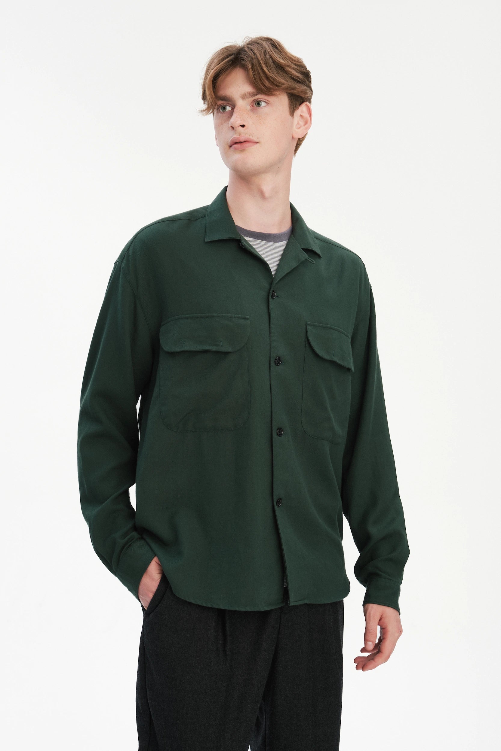 Relaxed Oversized Leisure Shirt in Italian Mix of Cotton and Cashmere