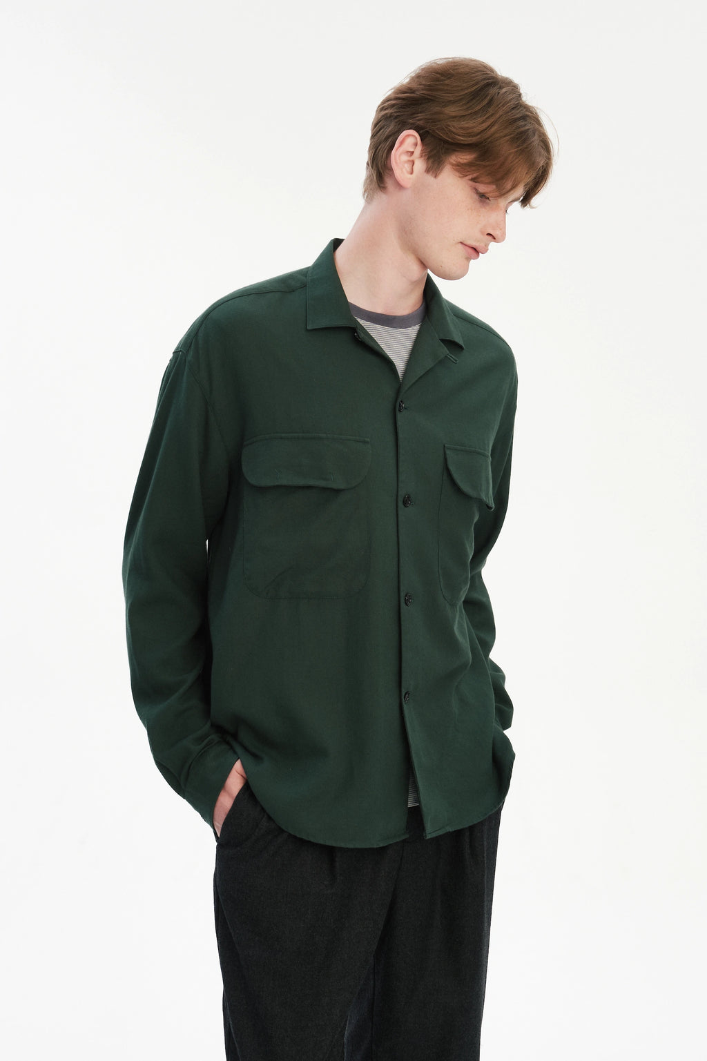 Relaxed Oversized Leisure Shirt in Italian Mix of Cotton and Cashmere