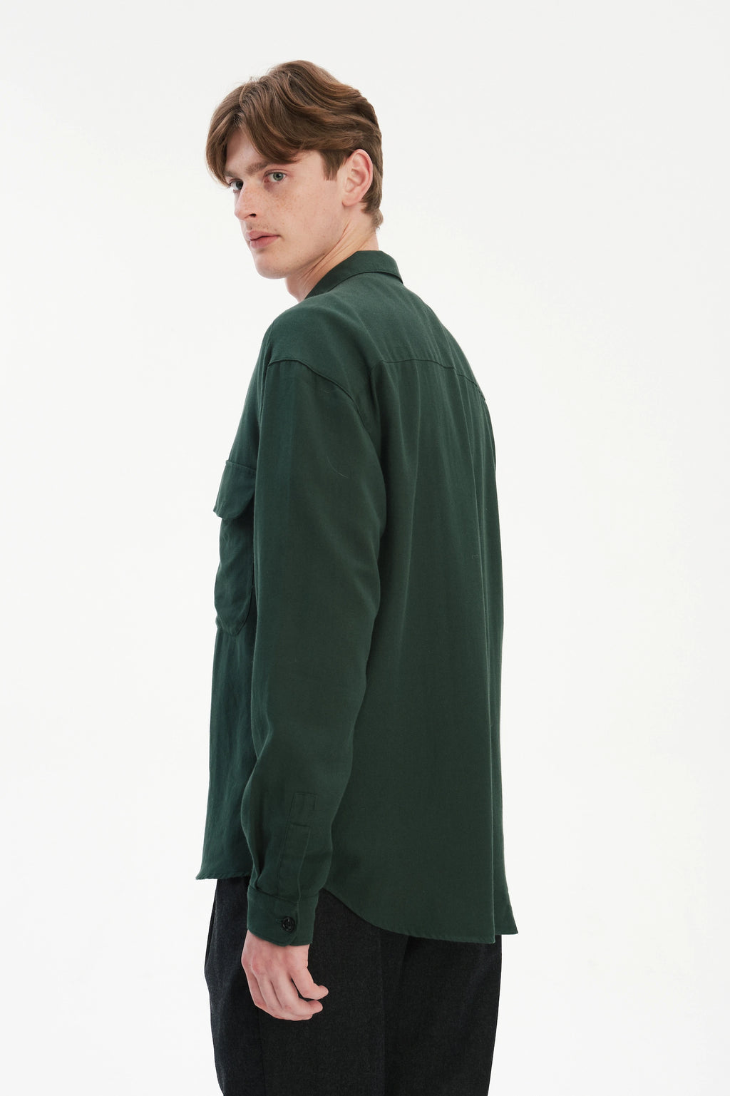 Relaxed Oversized Leisure Shirt in Italian Mix of Cotton and Cashmere