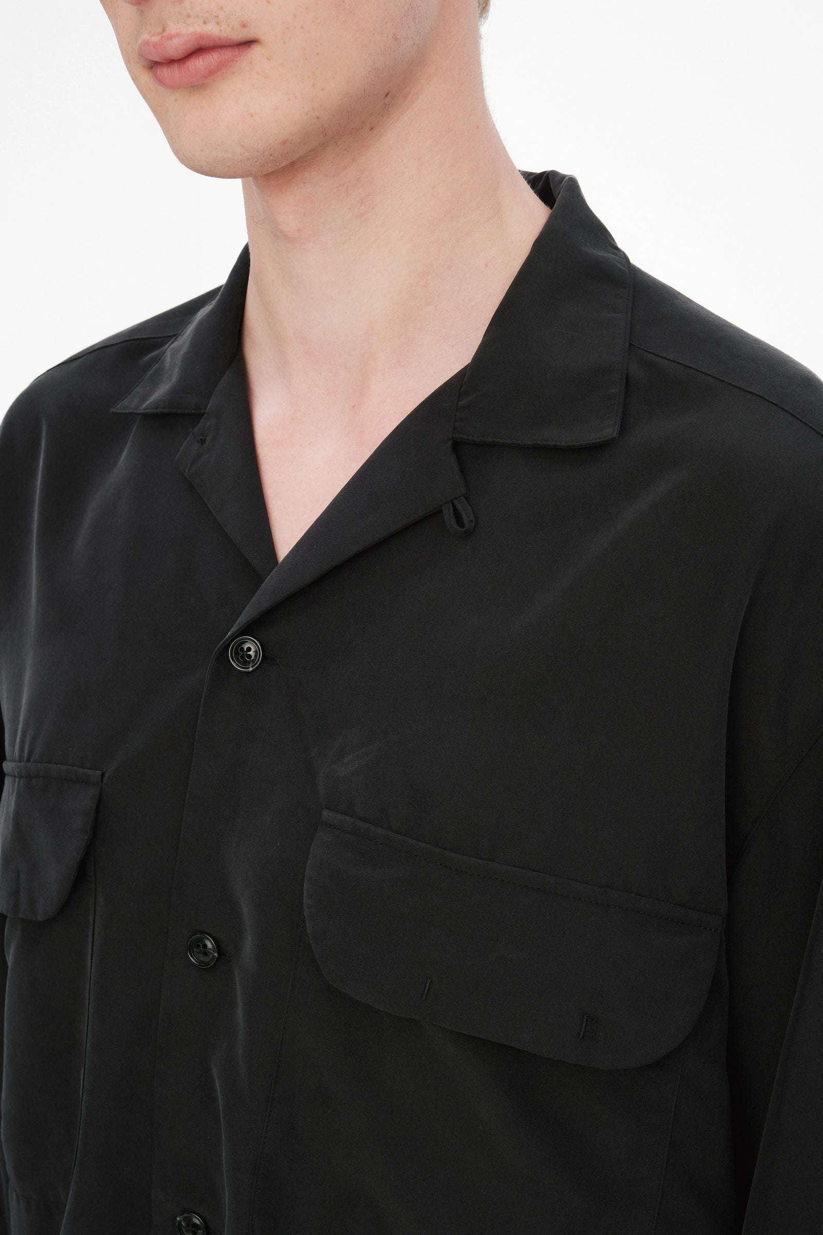 Rotterdam Shirt in a Black Japanese Tencel