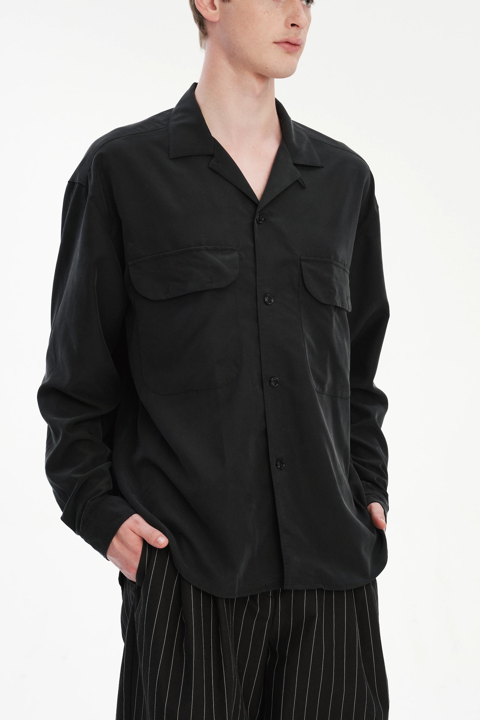 Rotterdam Shirt in a Black Japanese Tencel