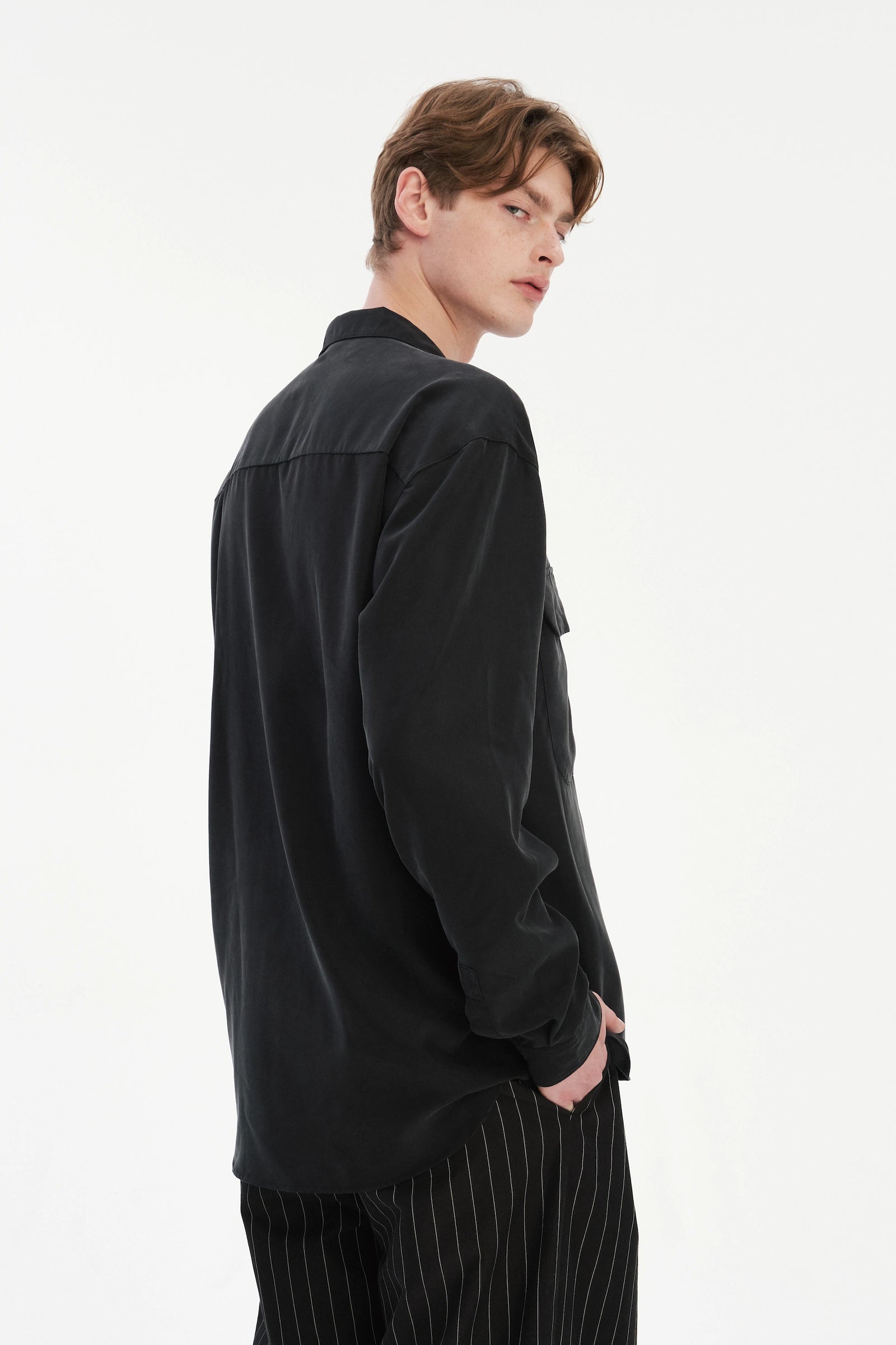 Rotterdam Shirt in a Black Japanese Tencel