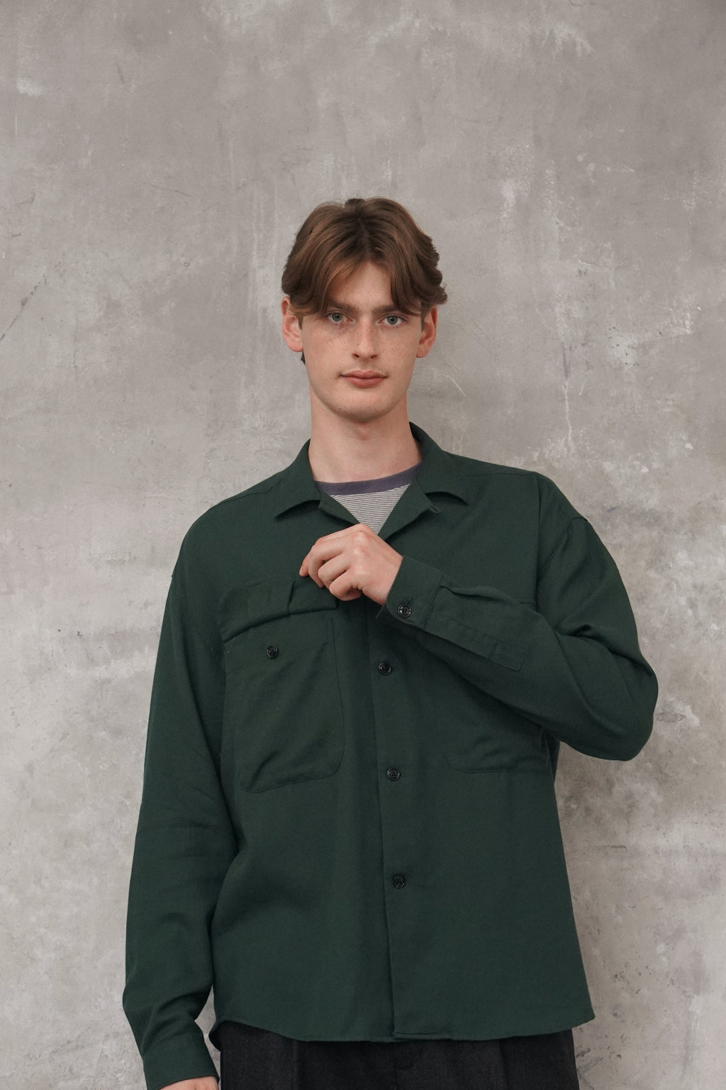 Relaxed Oversized Leisure Shirt in Italian Mix of Cotton and Cashmere