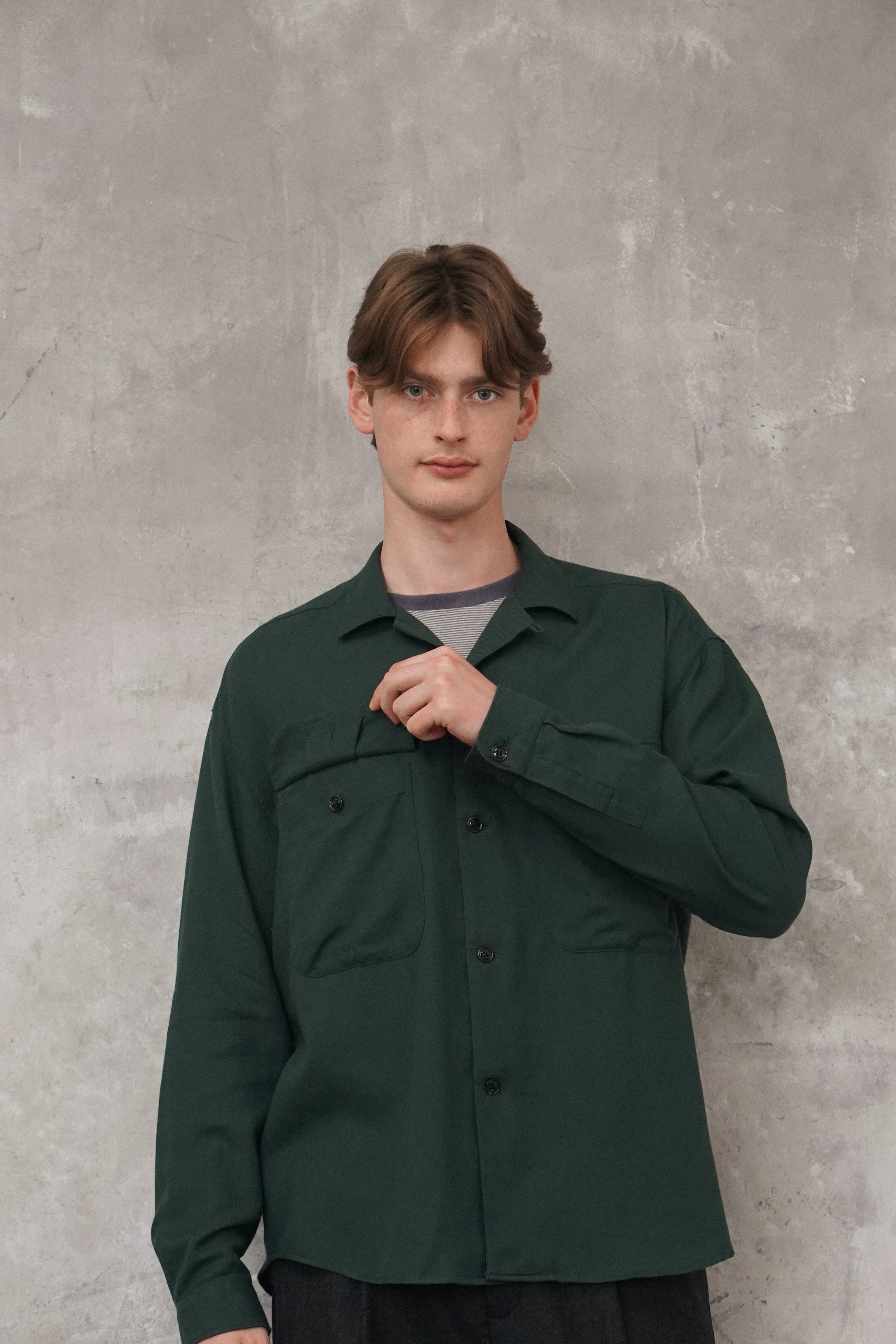 Relaxed Oversized Leisure Shirt in Italian Mix of Cotton and Cashmere