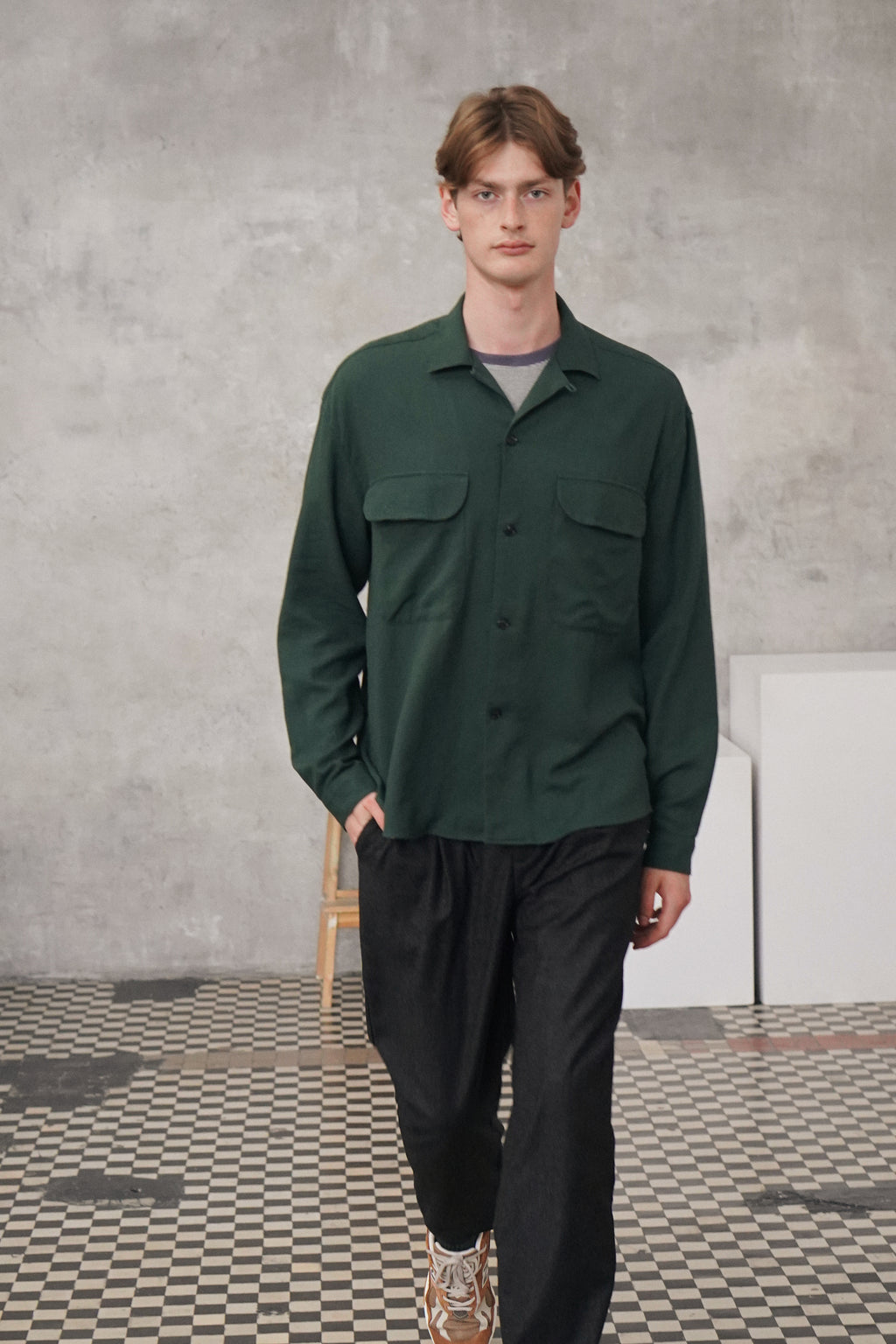Relaxed Oversized Leisure Shirt in Italian Mix of Cotton and Cashmere