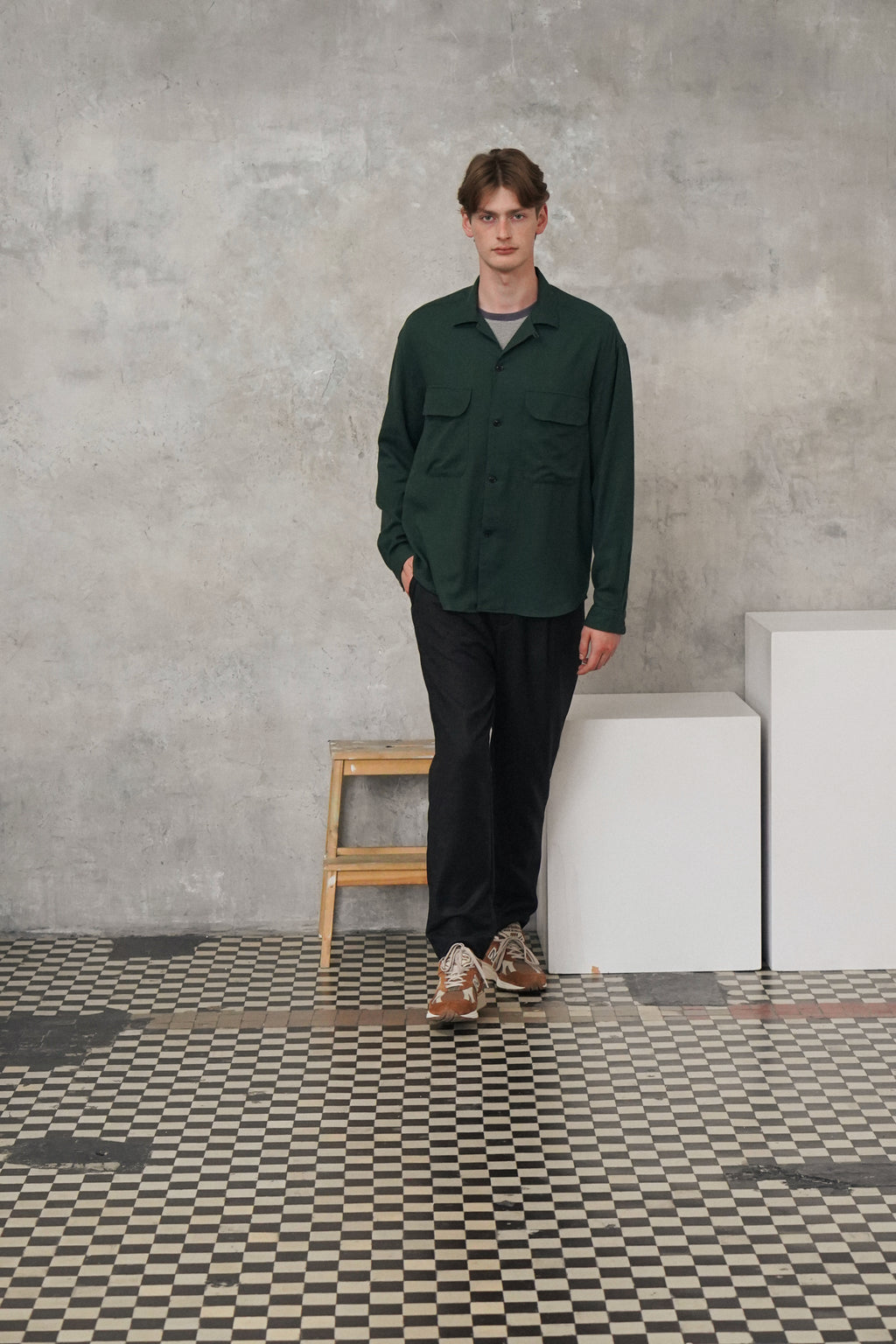 Relaxed Oversized Leisure Shirt in Italian Mix of Cotton and Cashmere