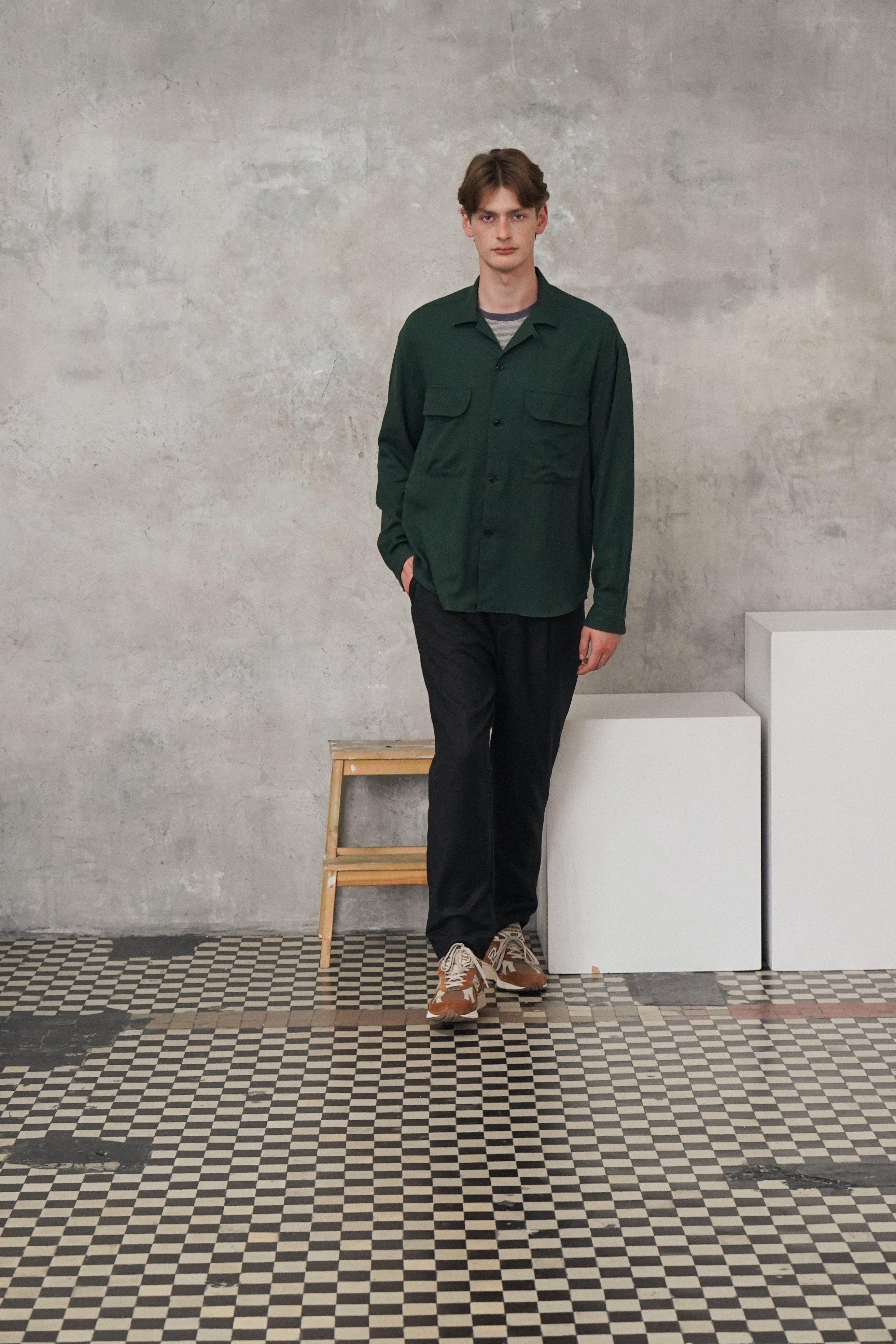 Relaxed Oversized Leisure Shirt in Italian Mix of Cotton and Cashmere