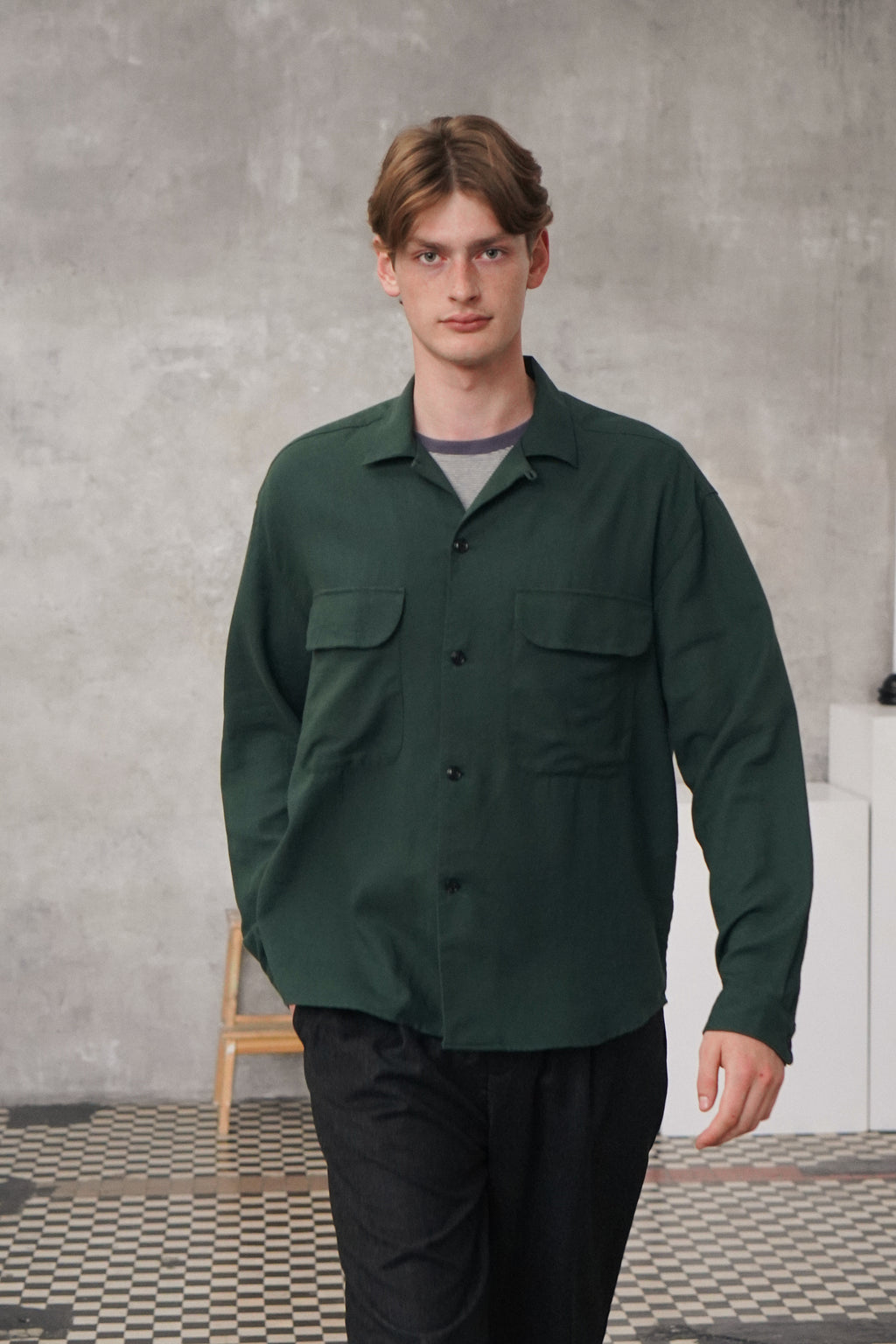 Relaxed Oversized Leisure Shirt in Italian Mix of Cotton and Cashmere