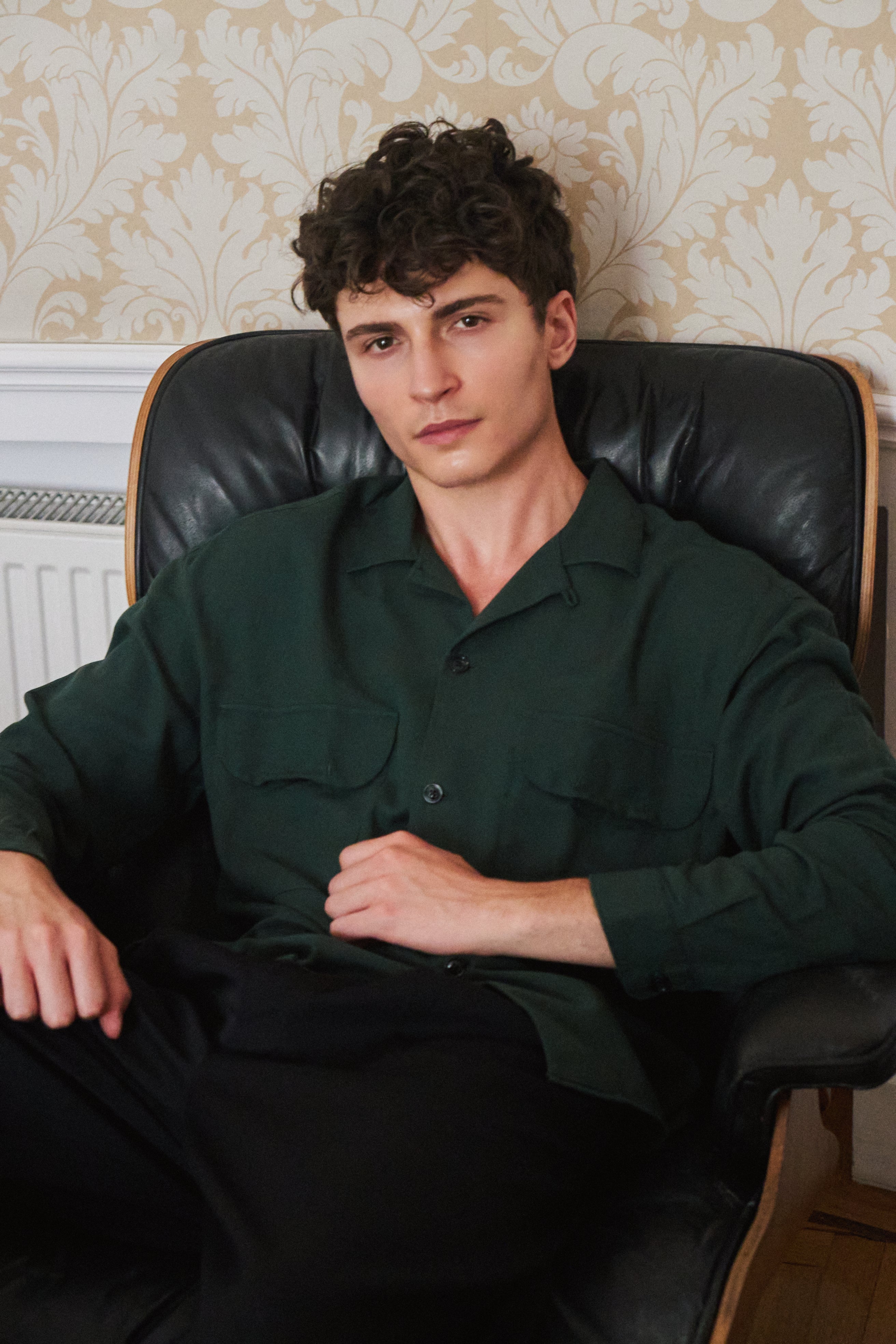 Relaxed Oversized Leisure Shirt in Italian Mix of Cotton and Cashmere