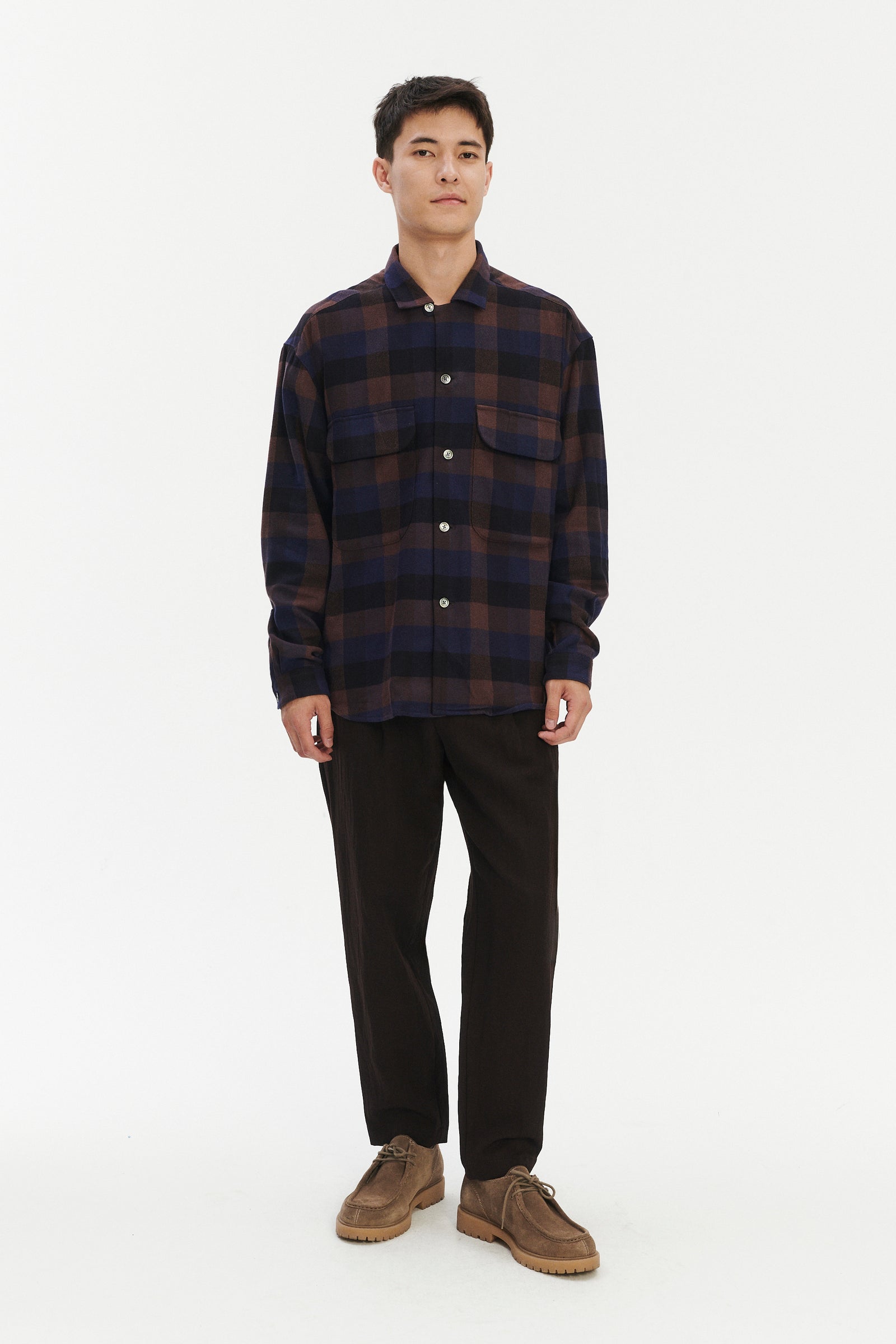 Relaxed Oversized Leisure Shirt in Italian Mix of Cotton and Tencel