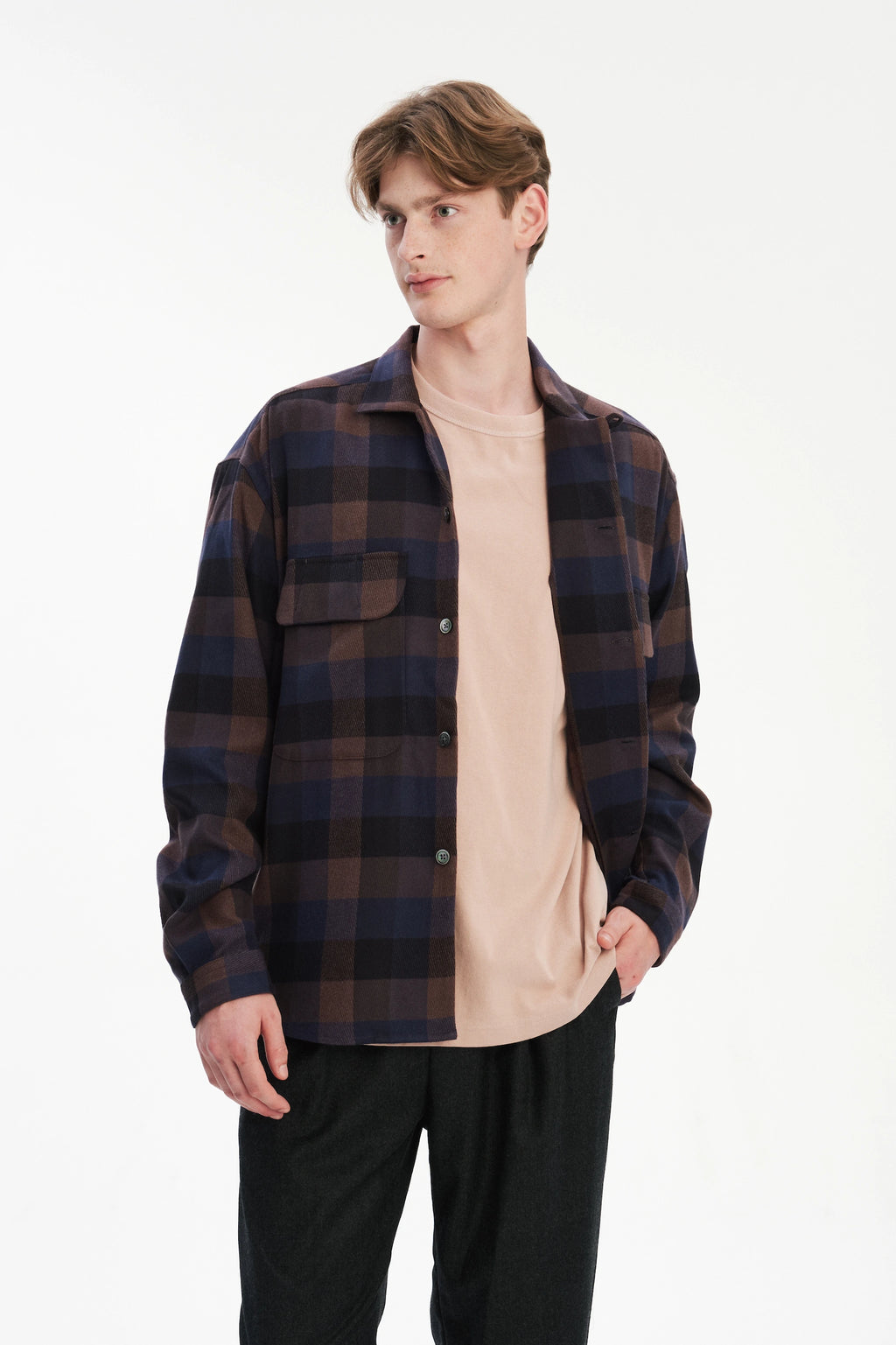Relaxed Oversized Leisure Shirt in Italian Mix of Cotton and Tencel