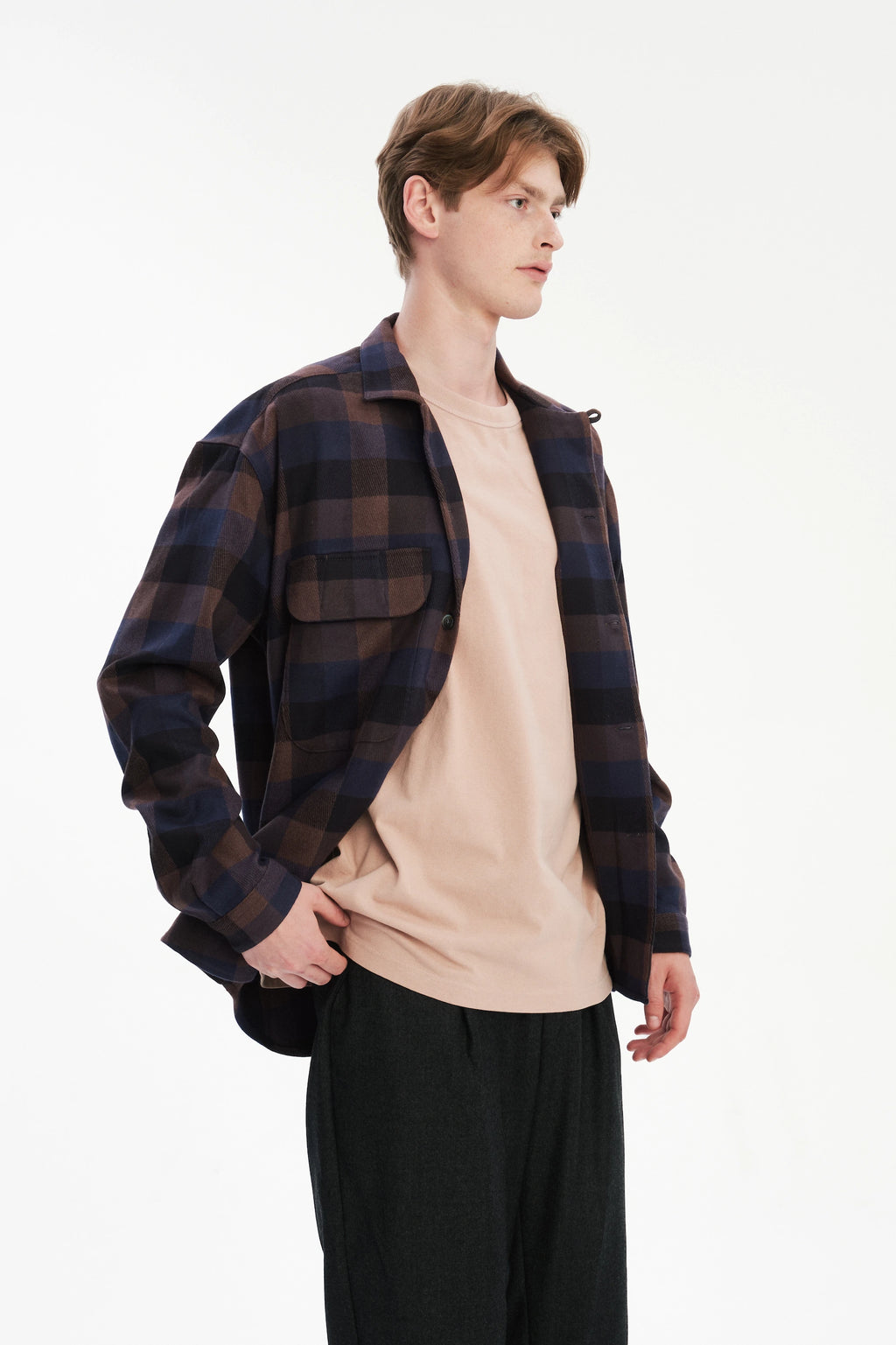 Relaxed Oversized Leisure Shirt in Italian Mix of Cotton and Tencel