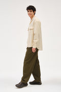 Oversized Shirt with Patched Pockets in Japanese Light Combed Wool