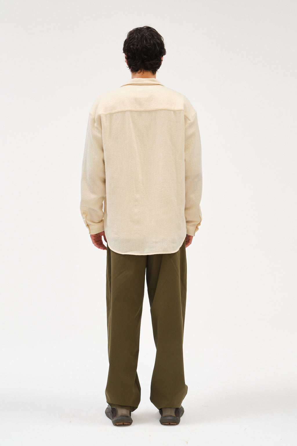 Oversized Shirt with Patched Pockets in Japanese Light Combed Wool