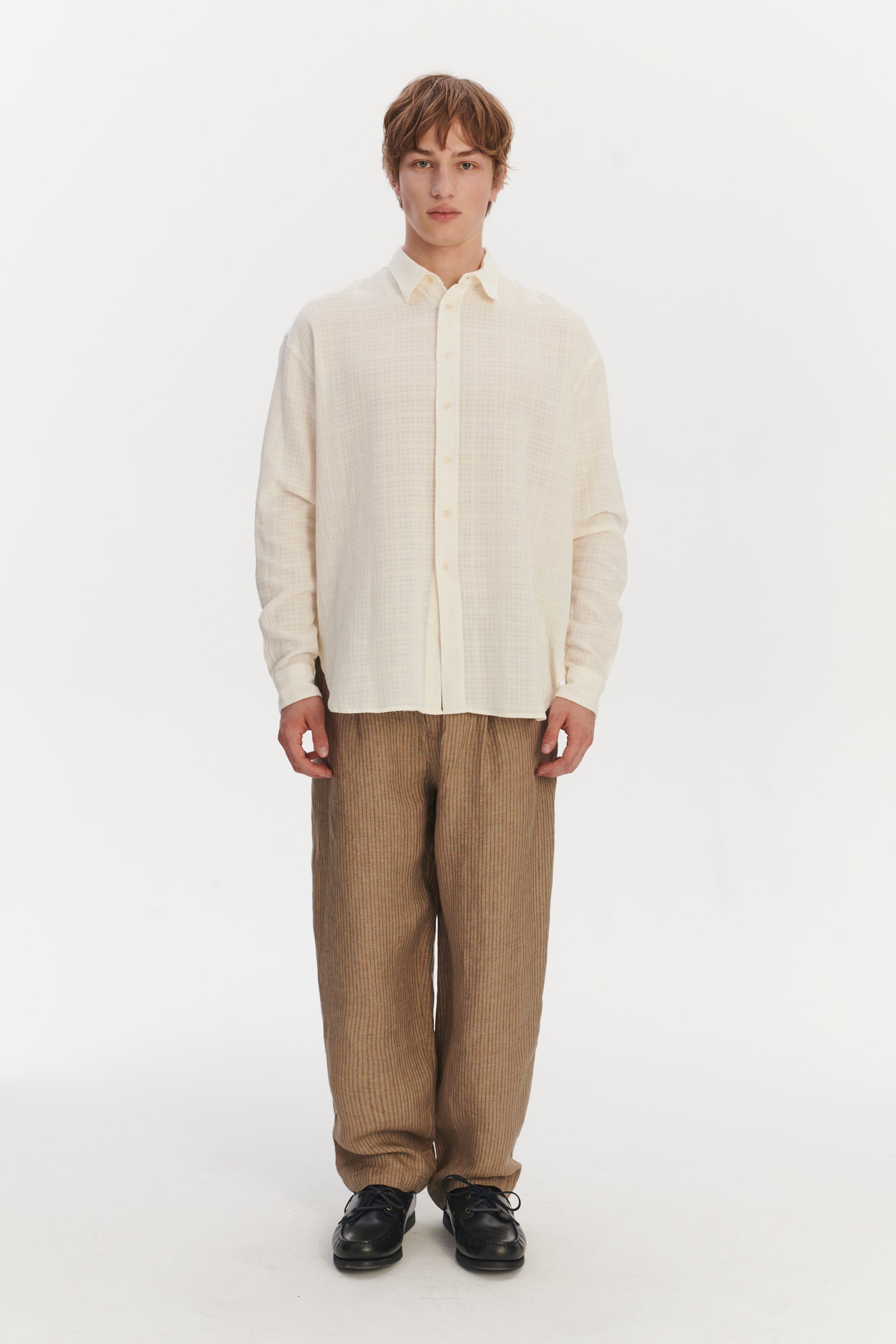 Oversized Rider Shirt in a Cream White Airy Structural Portuguese Cotton