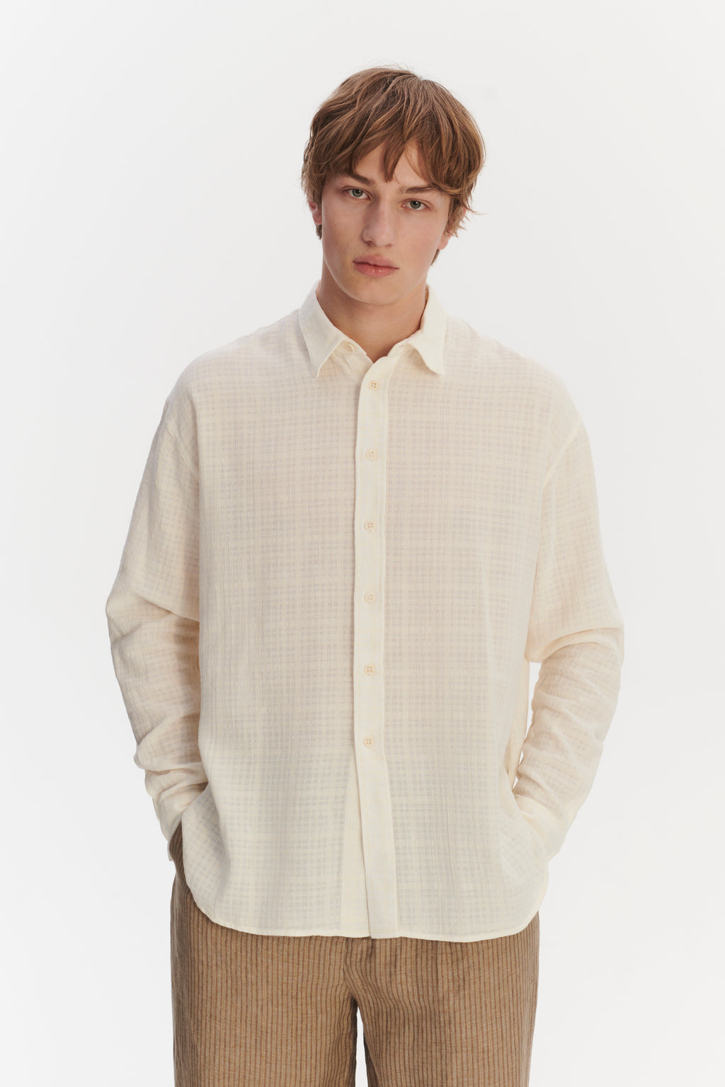 Oversized Rider Shirt in a Cream White Airy Structural Portuguese Cotton
