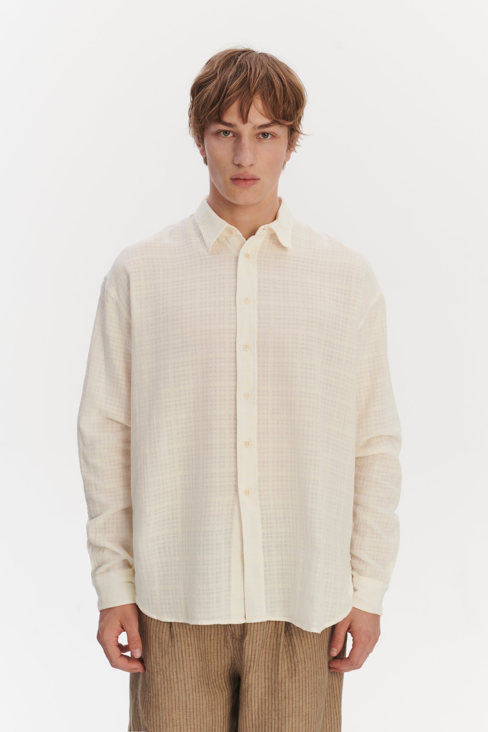 Oversized Rider Shirt in a Cream White Airy Structural Portuguese Cotton