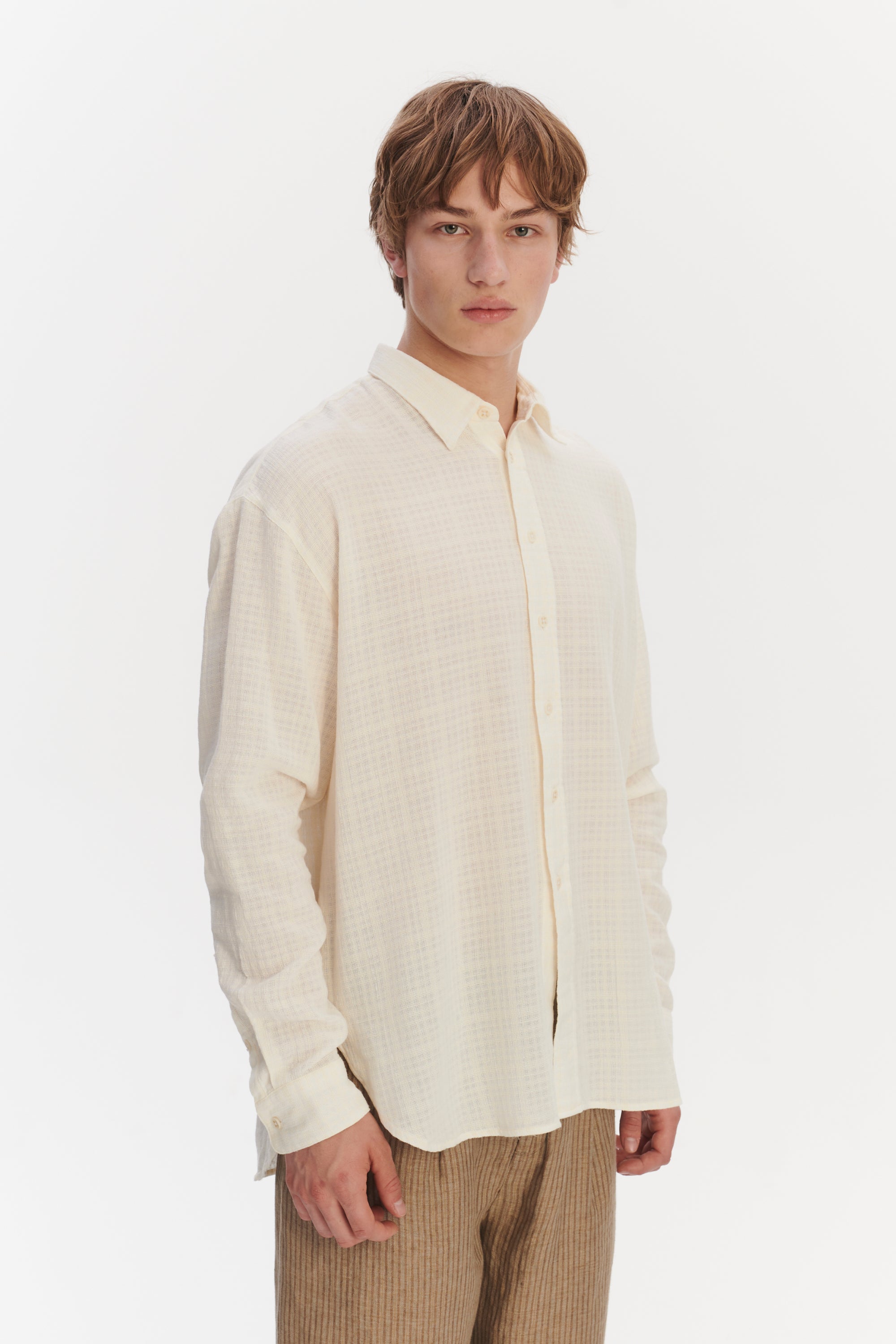 Oversized Rider Shirt in a Cream White Airy Structural Portuguese Cotton