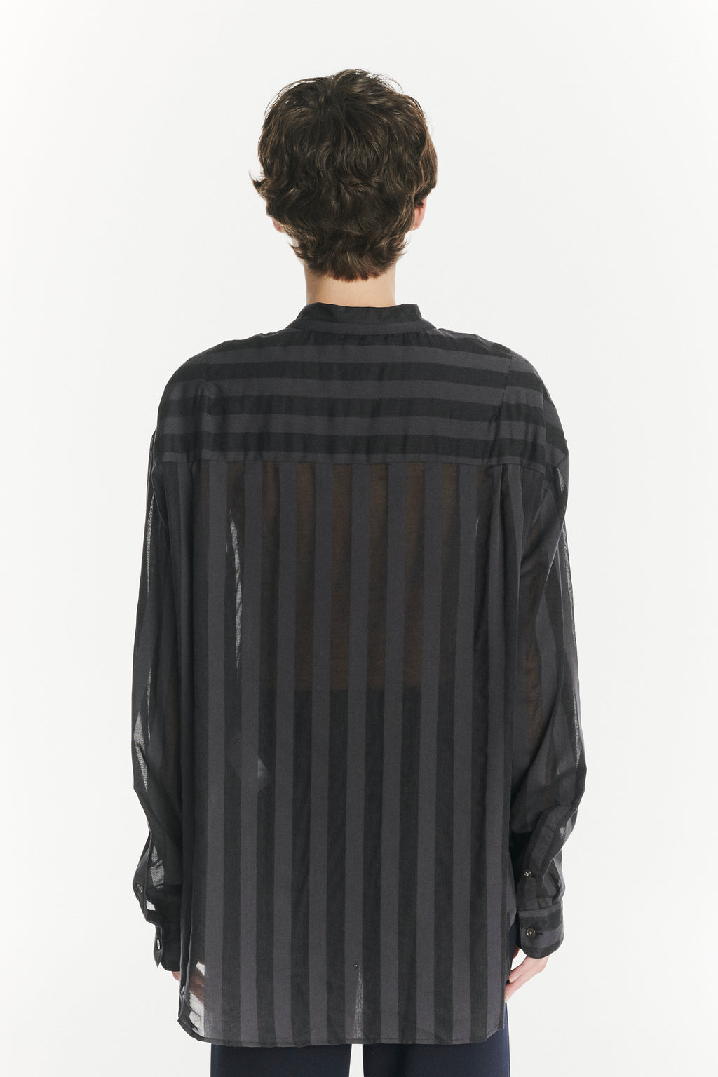 Oversized Rider Shirt in a Black Translucent and Airy Portuguese Cotton and Lyocell