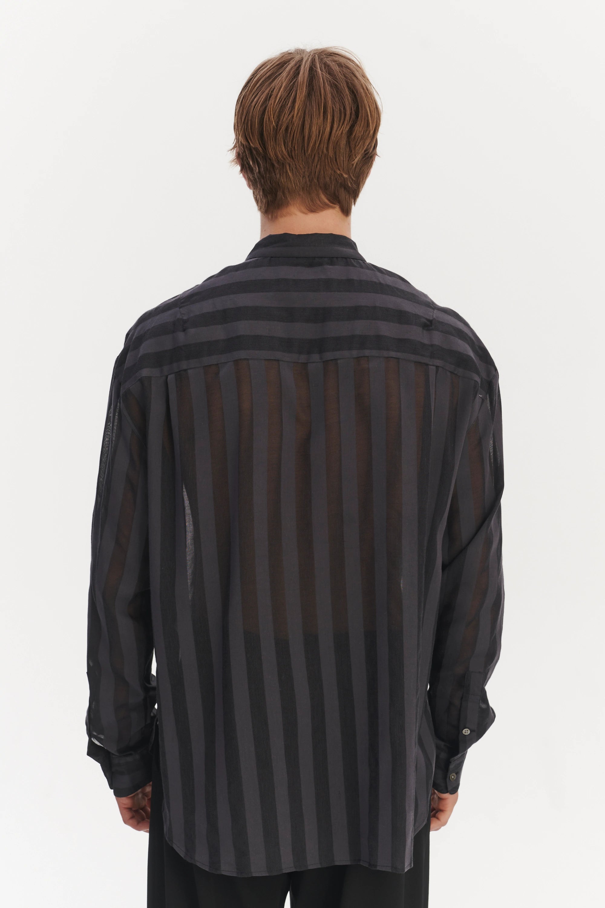 Oversized Rider Shirt in a Black Airy Portuguese Cotton and Tencel