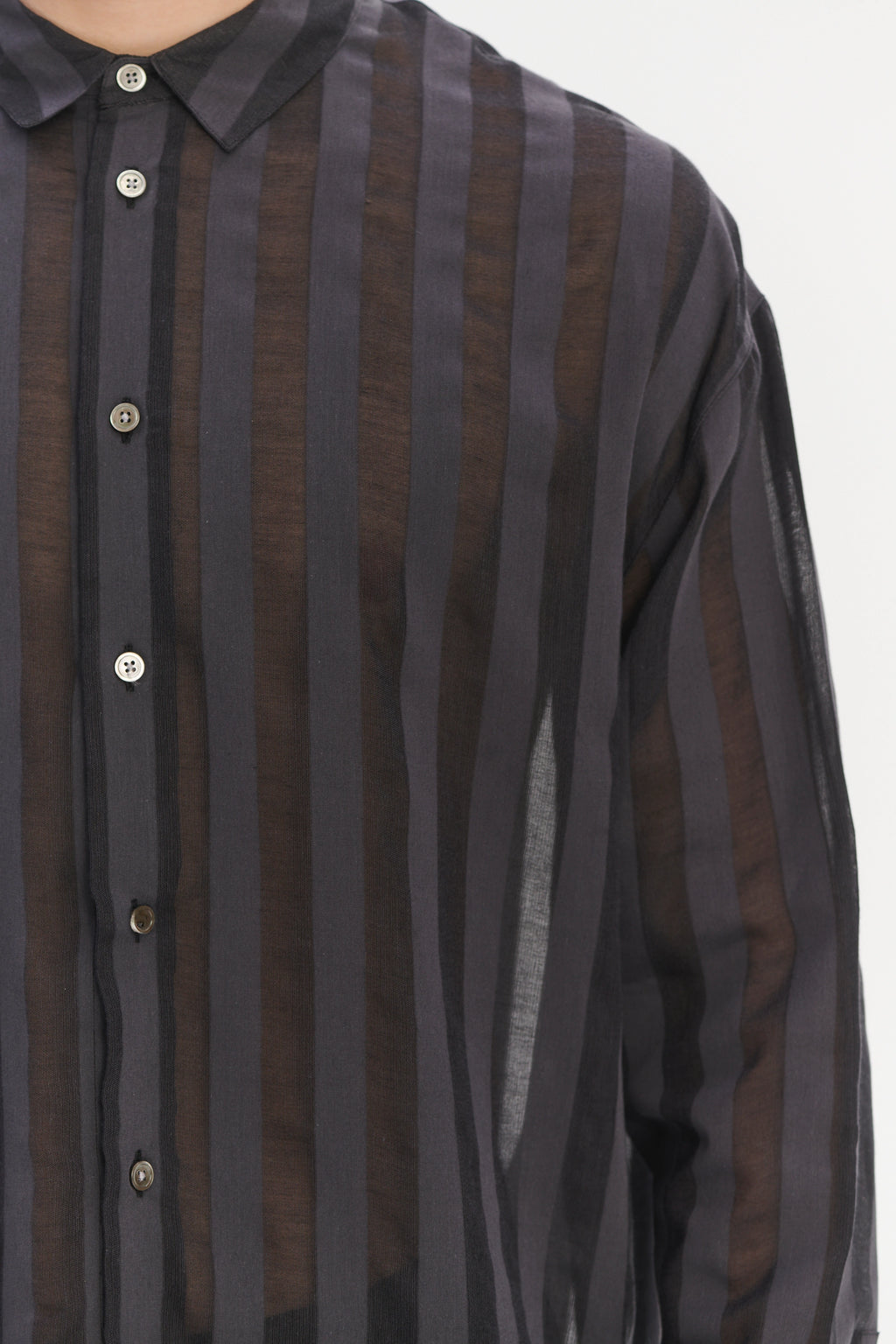 Oversized Rider Shirt in a Black Airy Portuguese Cotton and Tencel