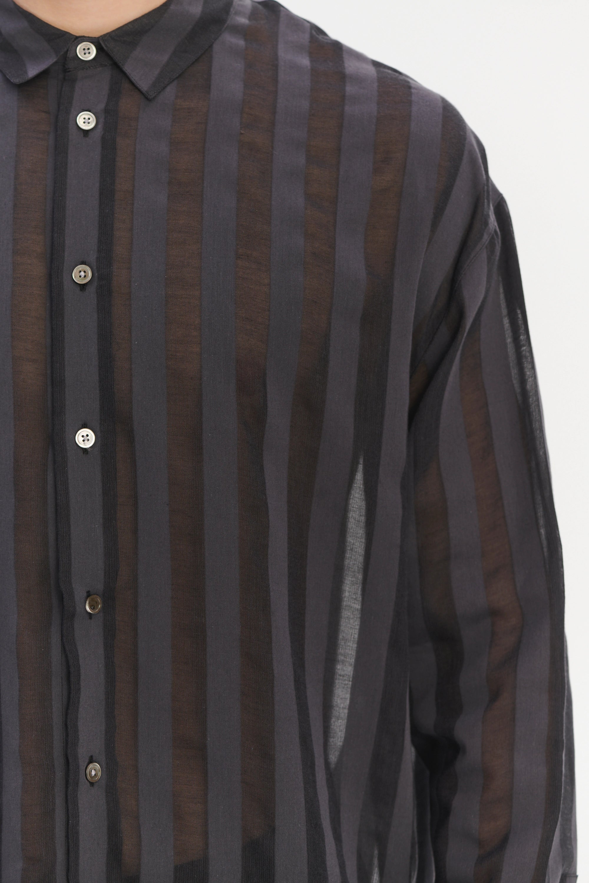 Oversized Rider Shirt in a Black Airy Portuguese Cotton and Tencel