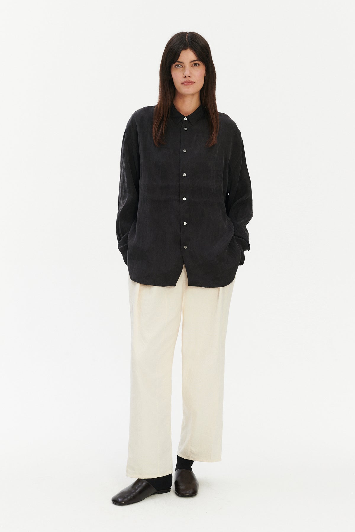 Oversized Arnhem Shirt  in an Anthracite Japanese Lyocell Blend