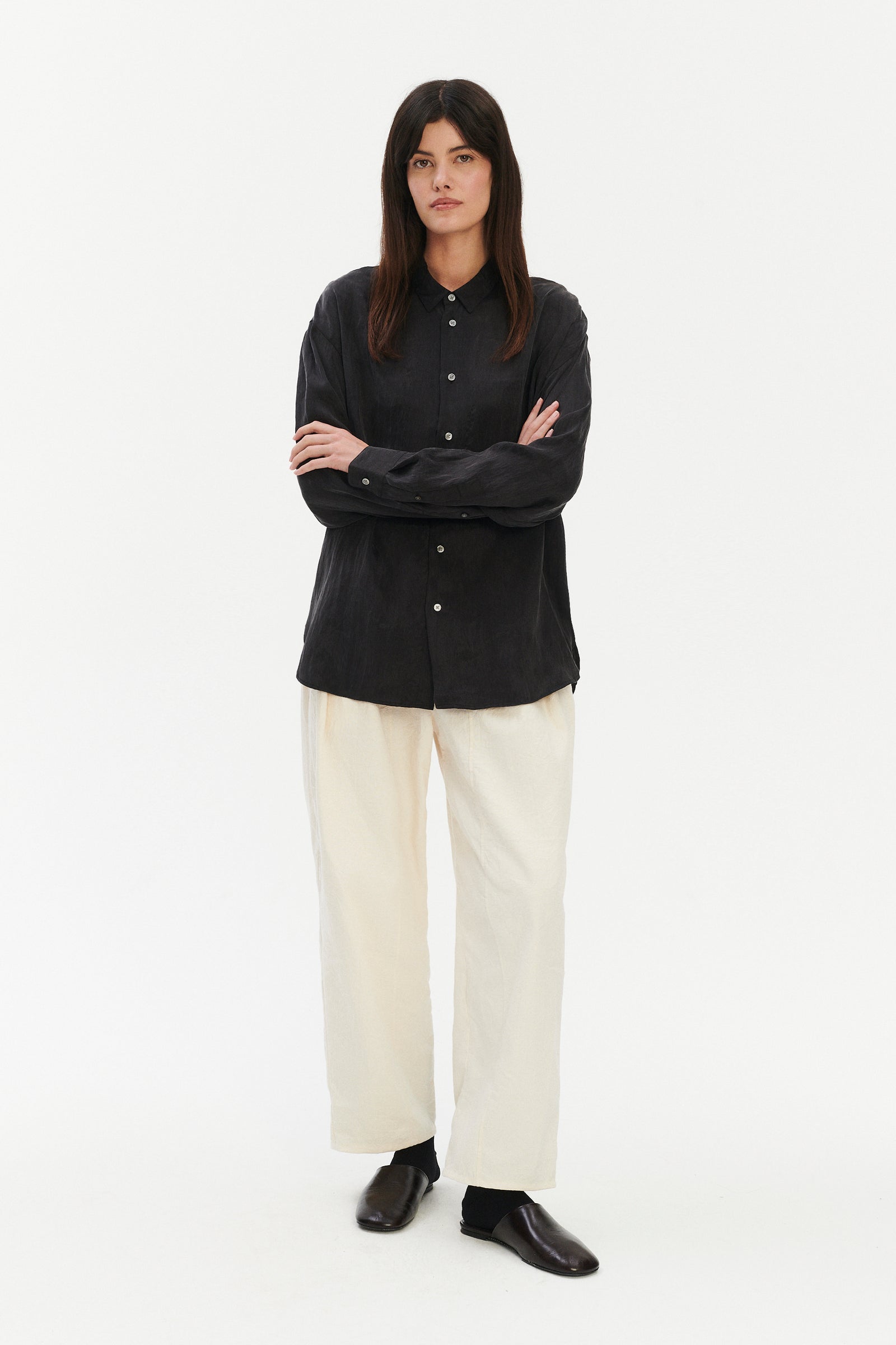 Oversized Arnhem Shirt  in an Anthracite Japanese Lyocell Blend