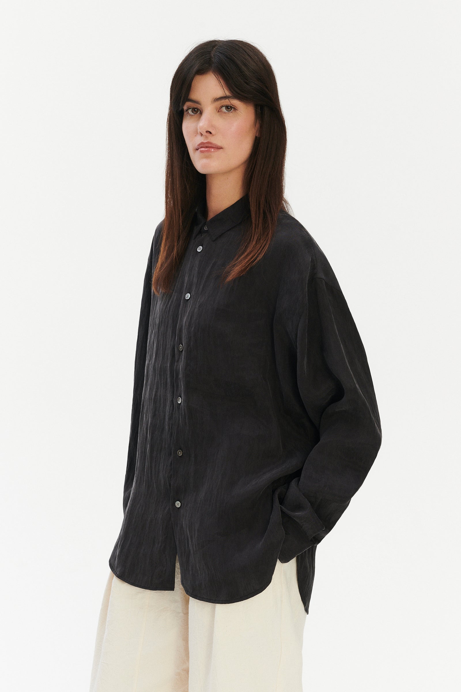 Oversized Arnhem Shirt  in an Anthracite Japanese Lyocell Blend
