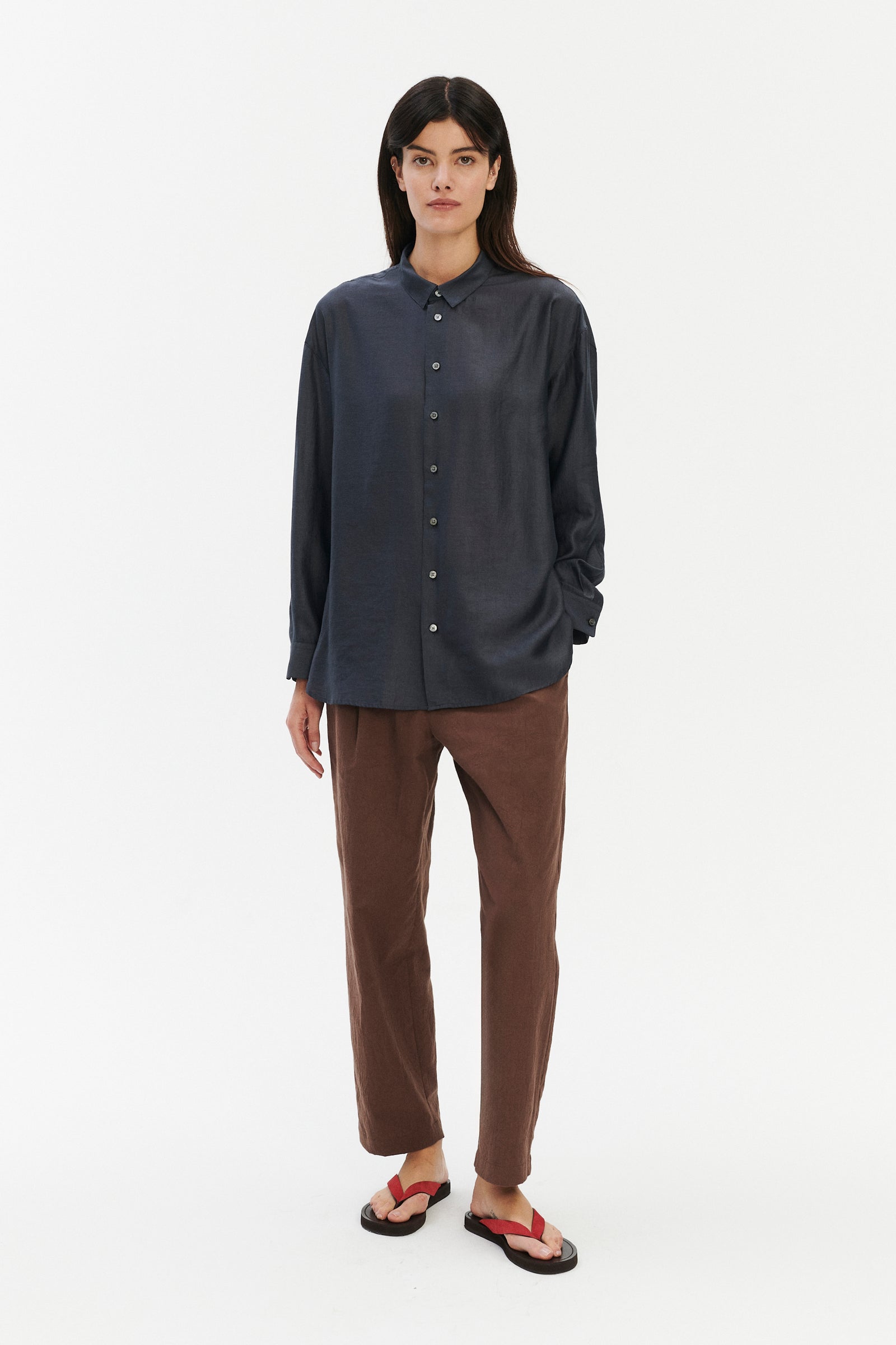 Oversized Arnhem Shirt in a Dark Grey Silky Japanese Blend of Lyocell