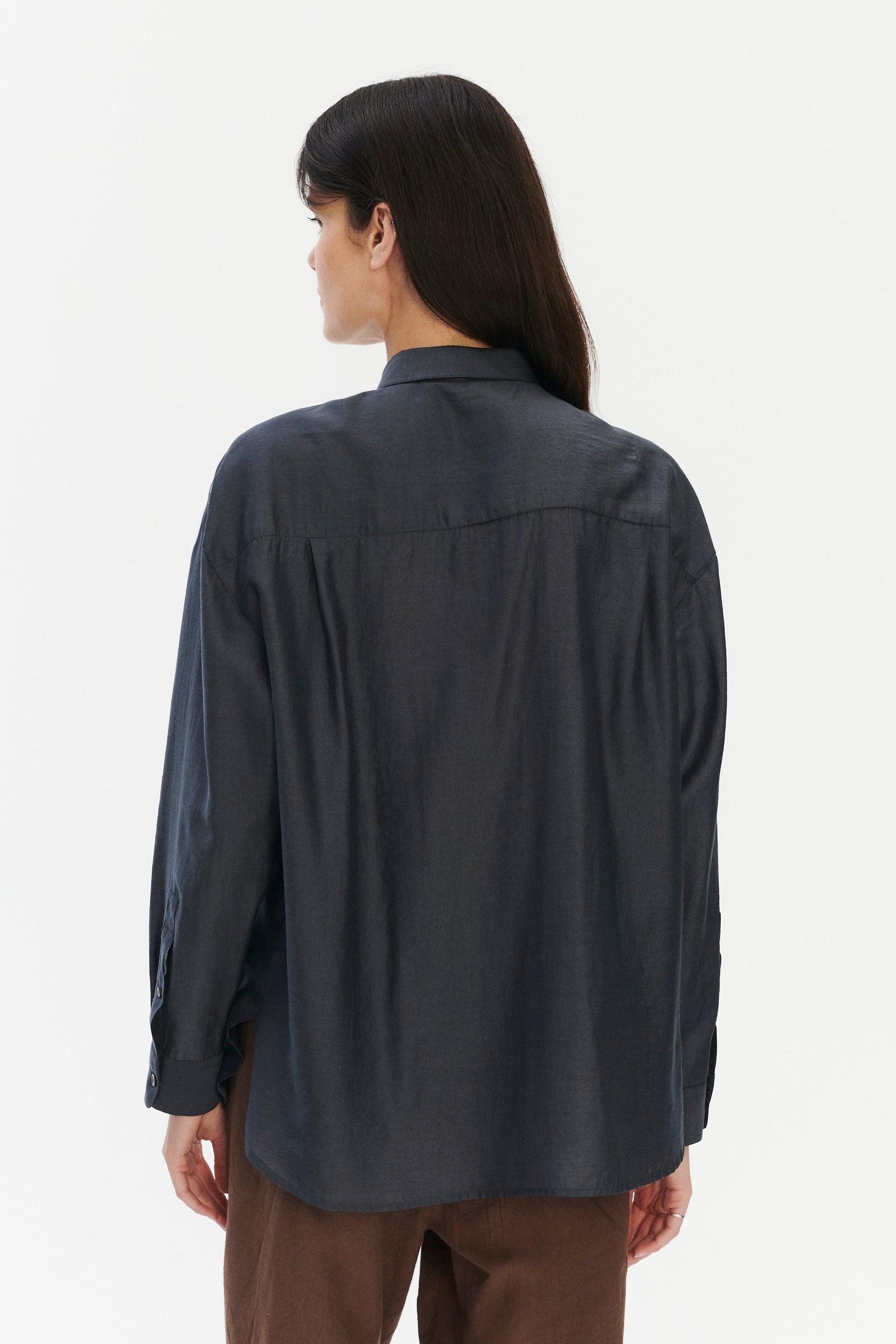 Oversized Arnhem Shirt in a Dark Grey Silky Japanese Blend of Lyocell