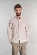 Feel Good Shirt in a Beige Structural Italian Cotton by Monti