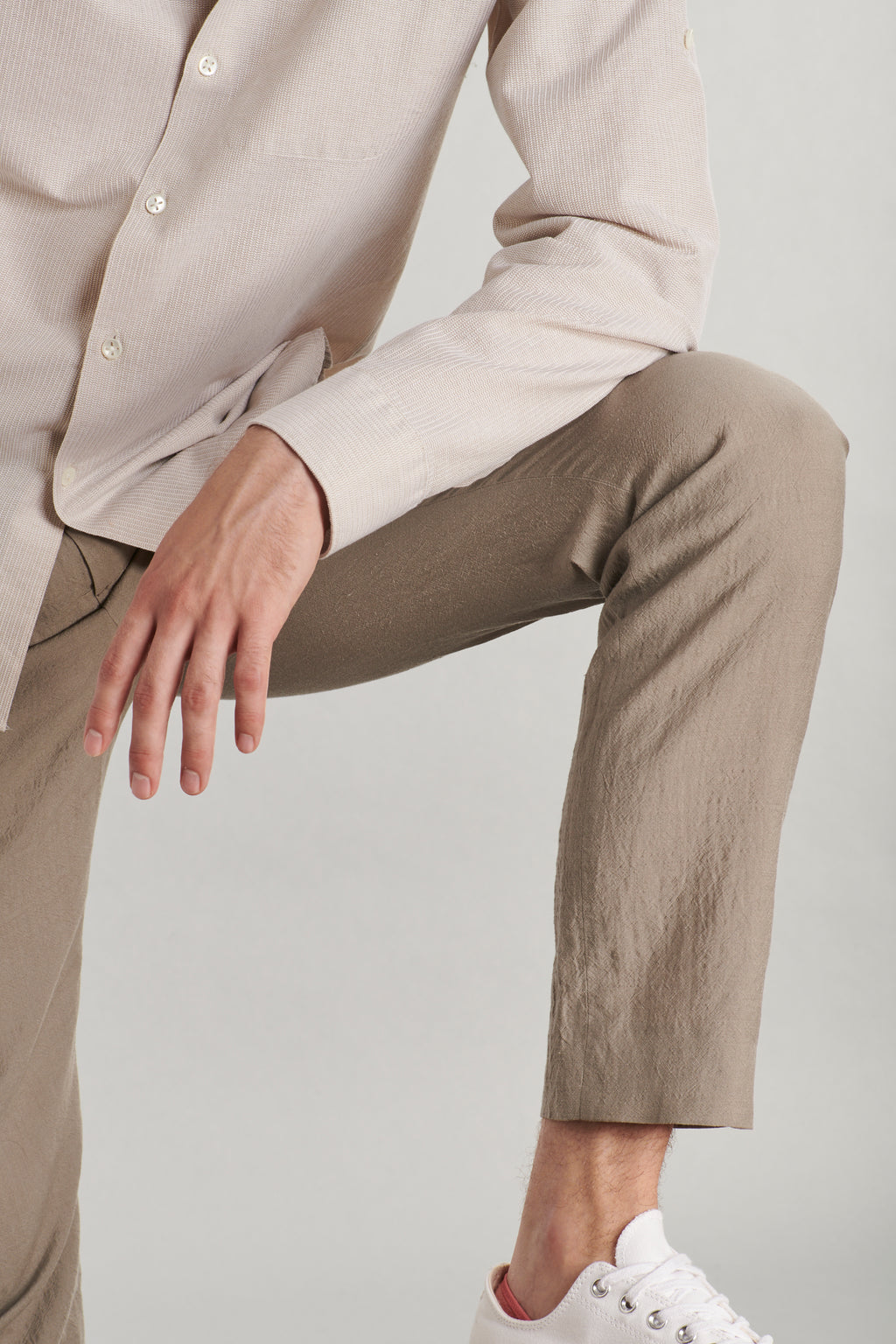 Feel Good Shirt in a Beige Structural Italian Cotton by Monti