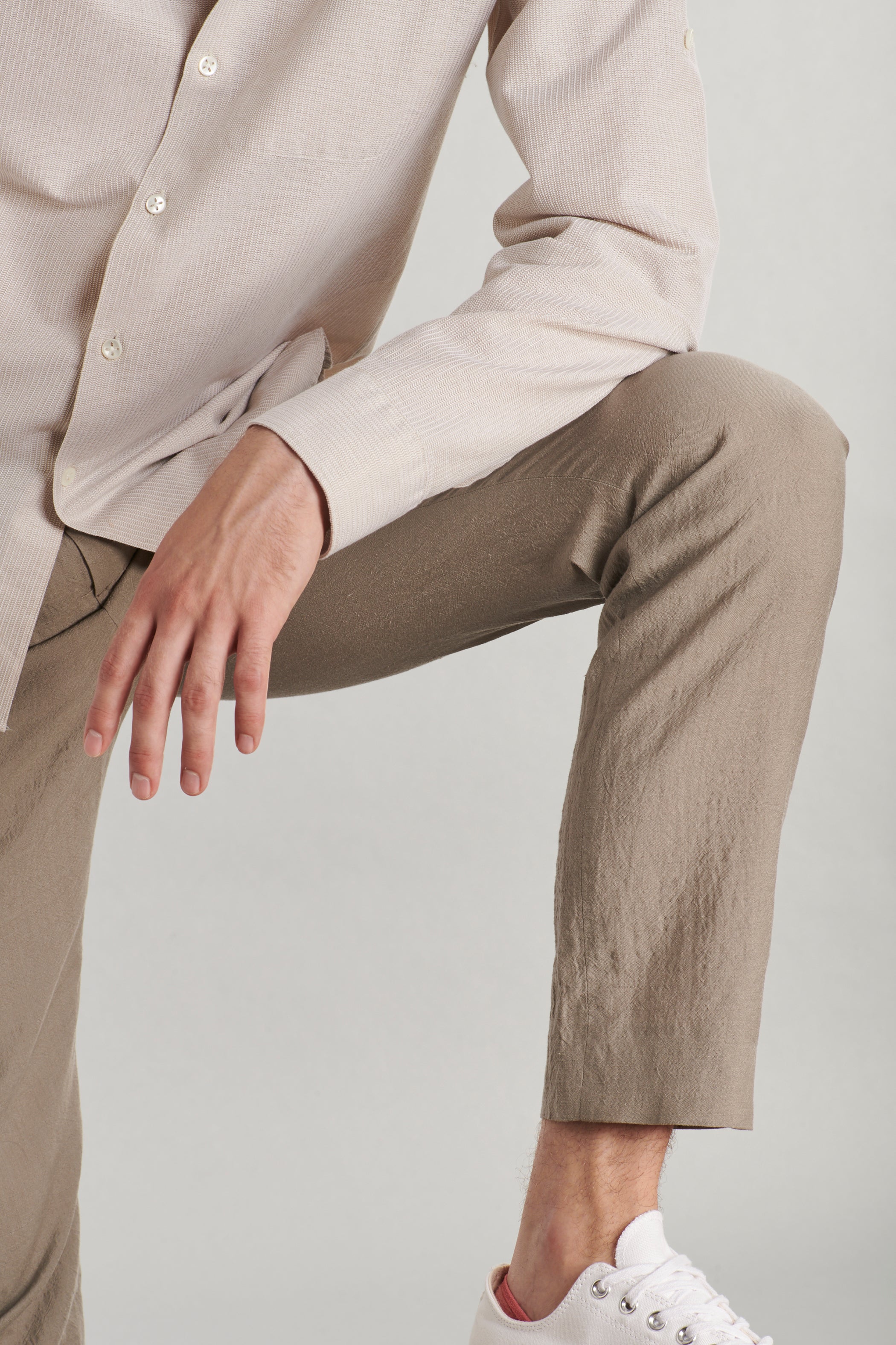Feel Good Shirt in a Beige Structural Italian Cotton by Monti