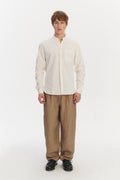 Zen Shirt in an Off-White Structural Tonal Striped Italian Cotton