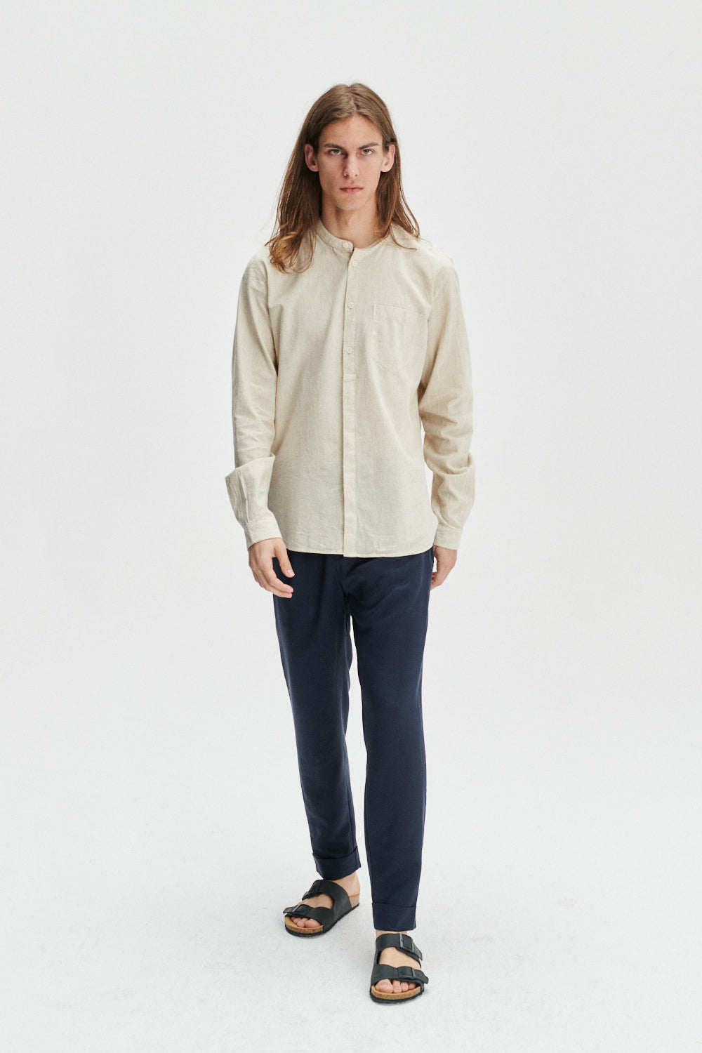 Zen Shirt in a Beige Japanese Organic Cotton and Linen