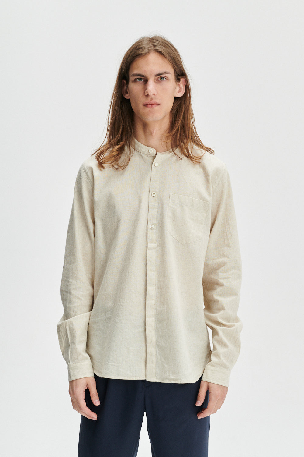 Zen Shirt in a Beige Japanese Organic Cotton and Linen
