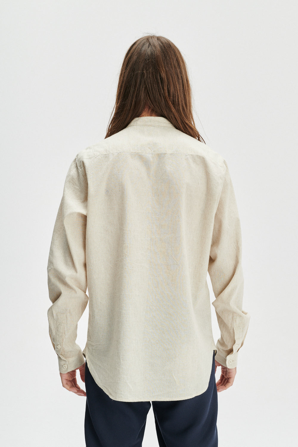 Zen Shirt in a Beige Japanese Organic Cotton and Linen