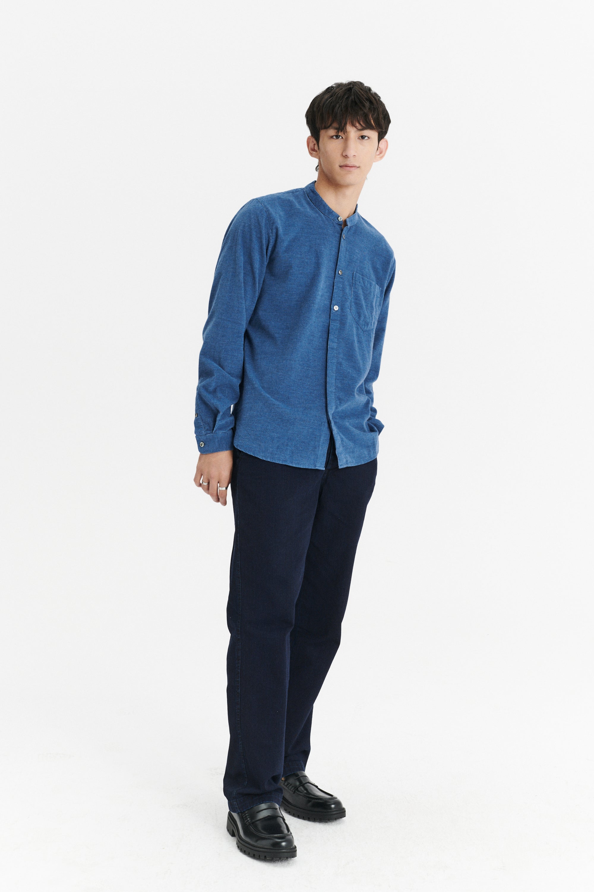 Zen Shirt in an Indigo Blue Japanese Baby Corduroy Cotton