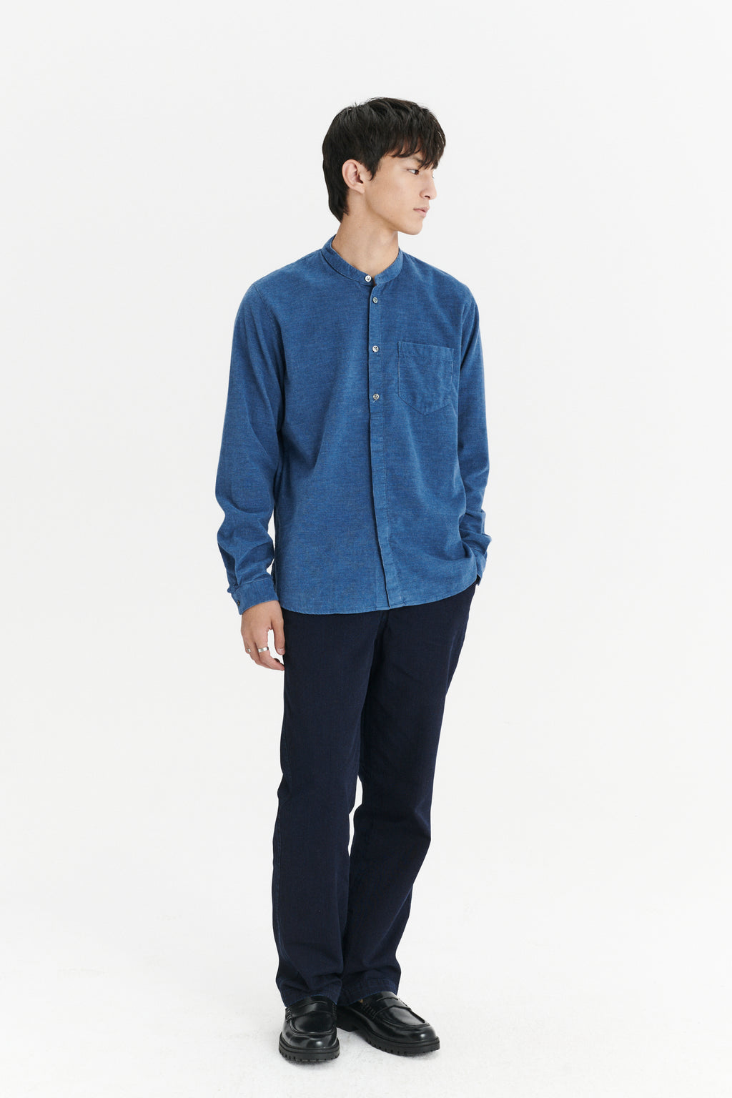 Zen Shirt in an Indigo Blue Japanese Baby Corduroy Cotton