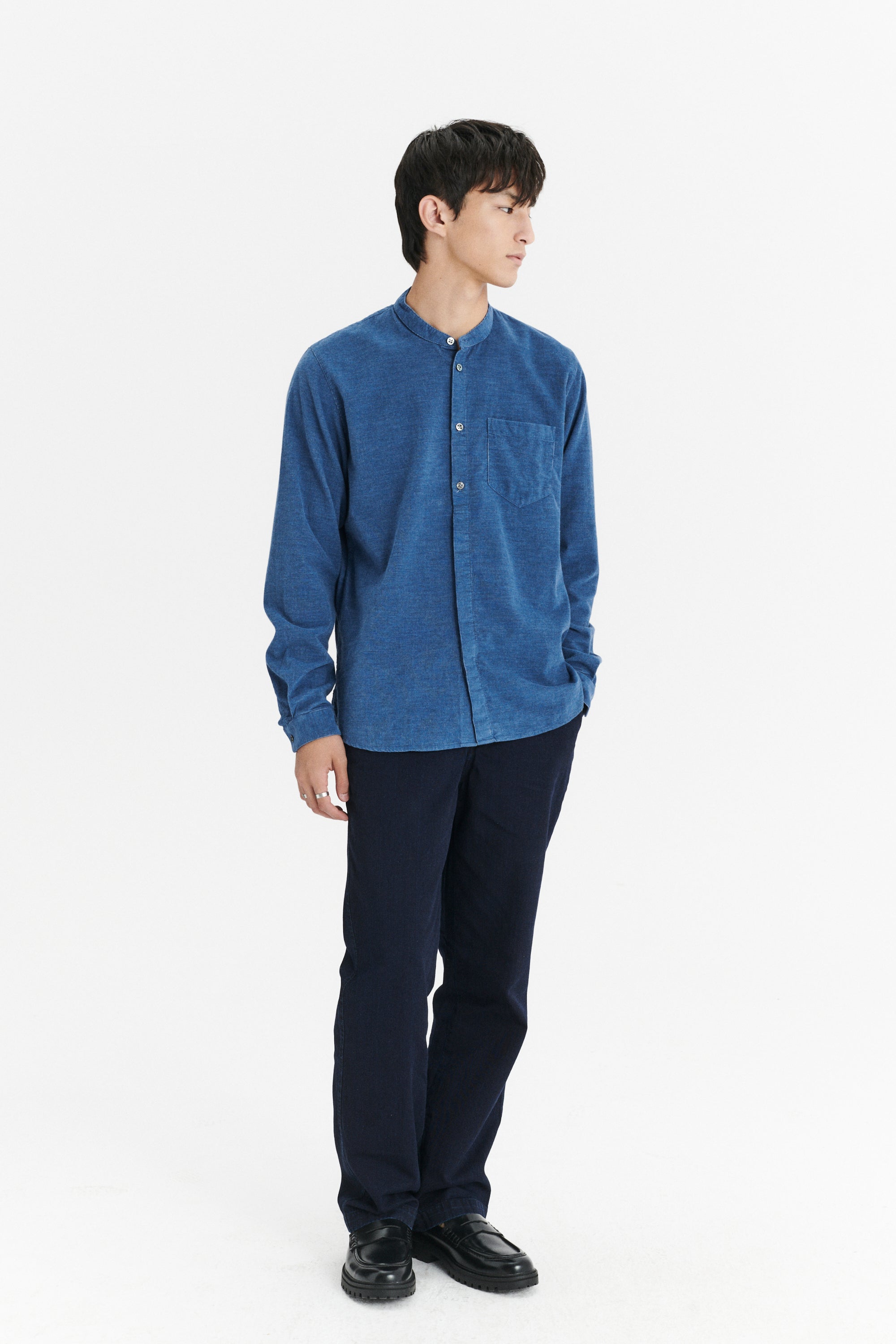 Zen Shirt in an Indigo Blue Japanese Baby Corduroy Cotton