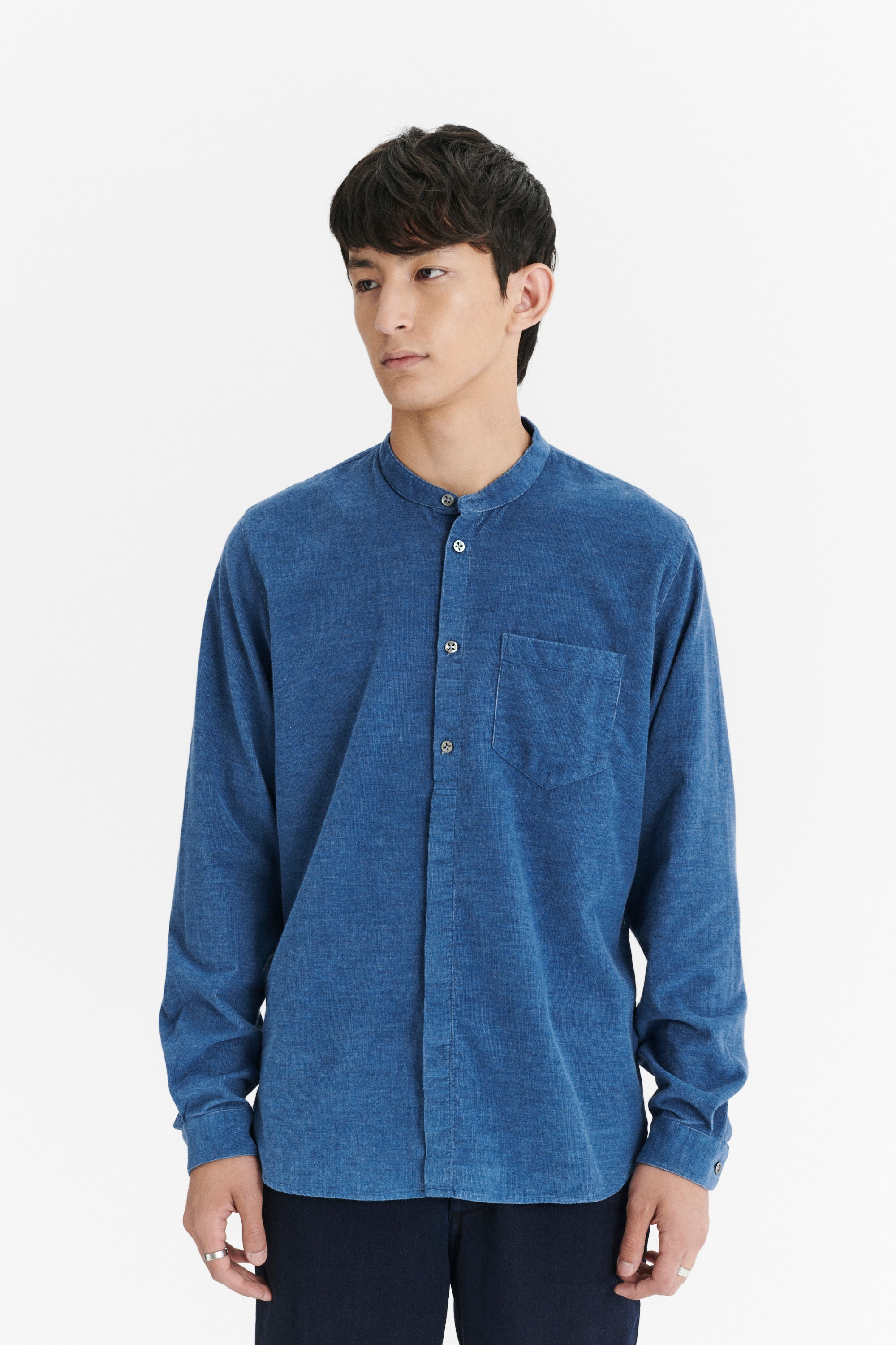 Zen Shirt in an Indigo Blue Japanese Baby Corduroy Cotton