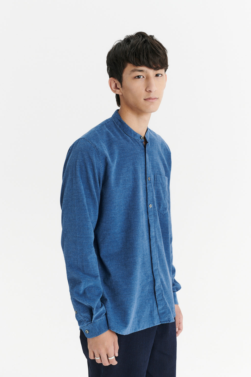 Zen Shirt in an Indigo Blue Japanese Baby Corduroy Cotton