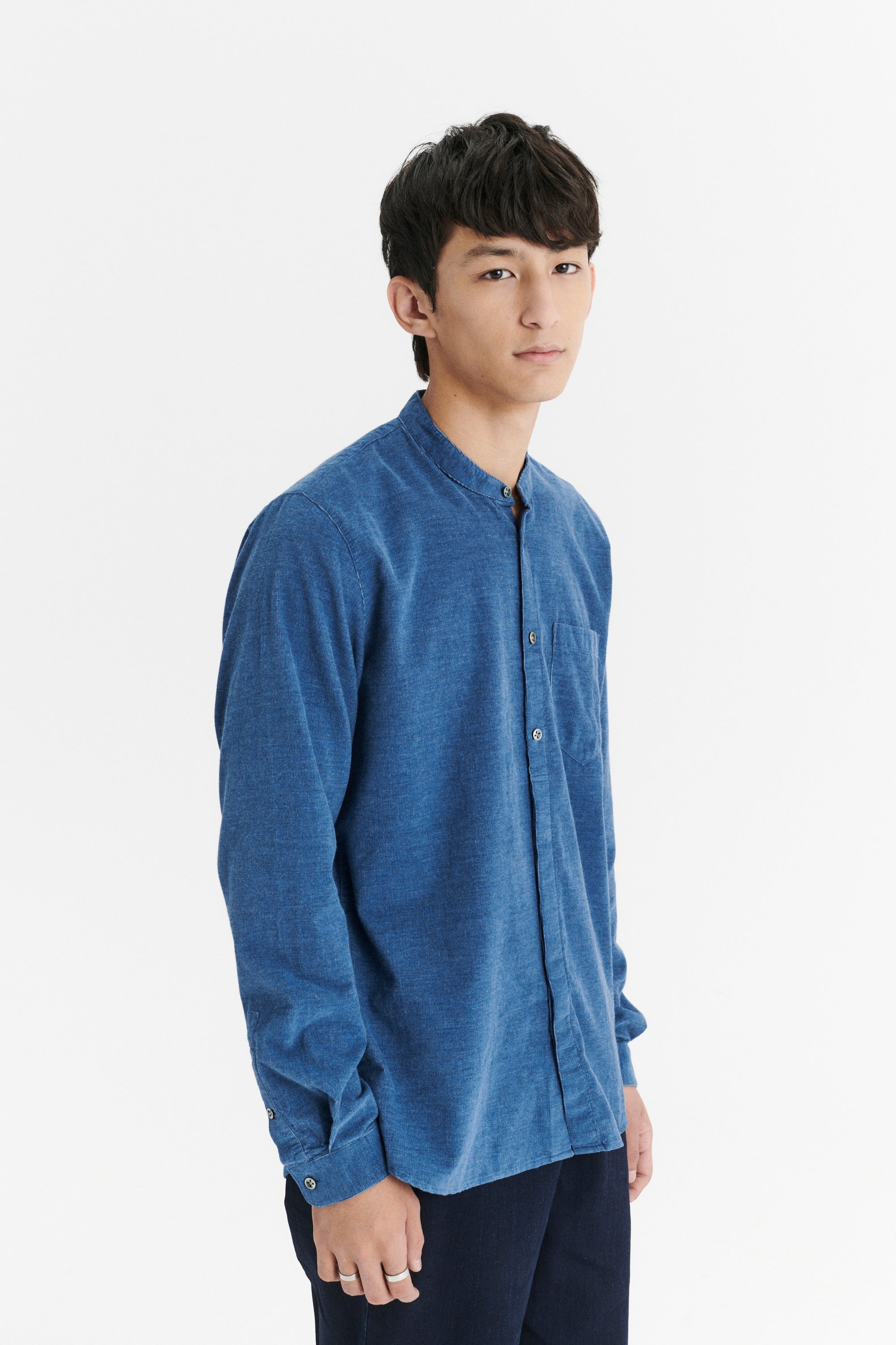 Zen Shirt in an Indigo Blue Japanese Baby Corduroy Cotton