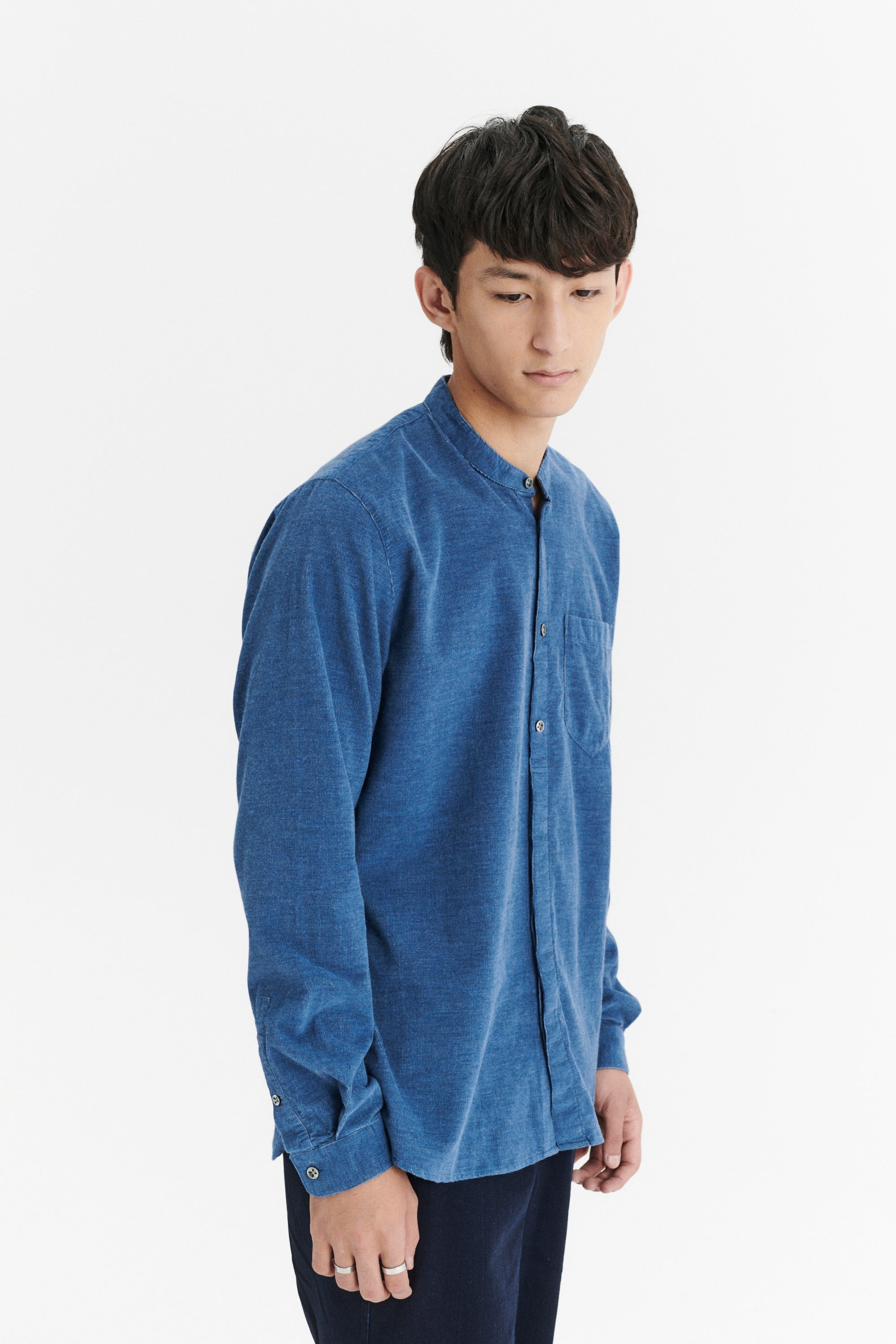 Zen Shirt in an Indigo Blue Japanese Baby Corduroy Cotton