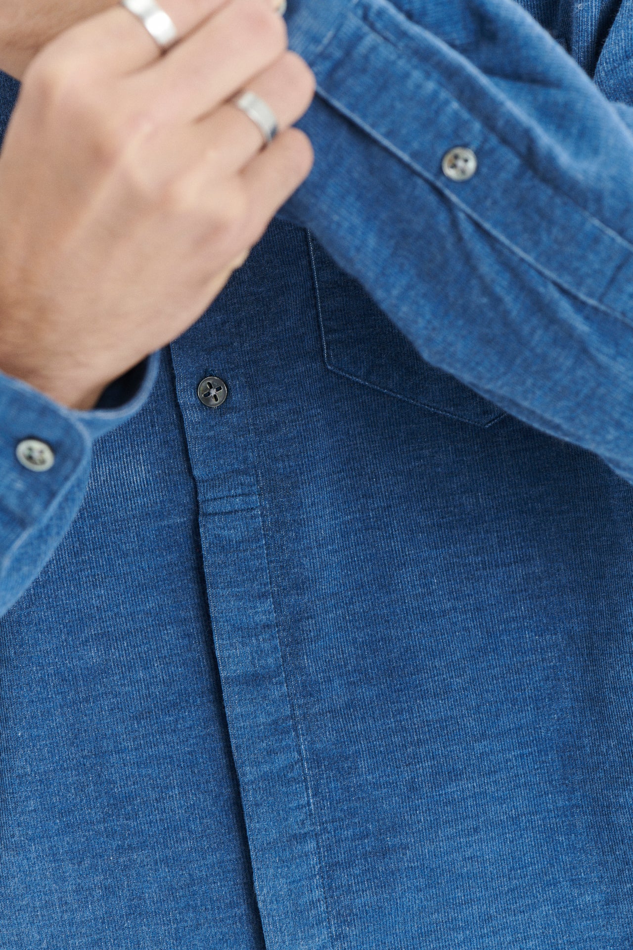Zen Shirt in an Indigo Blue Japanese Baby Corduroy Cotton