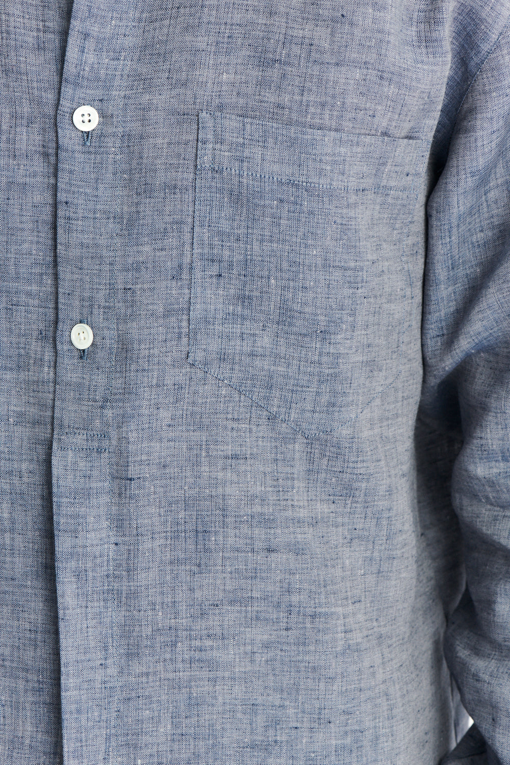 Zen Grandad Collar Shirt in a Blue Portuguese Linen
