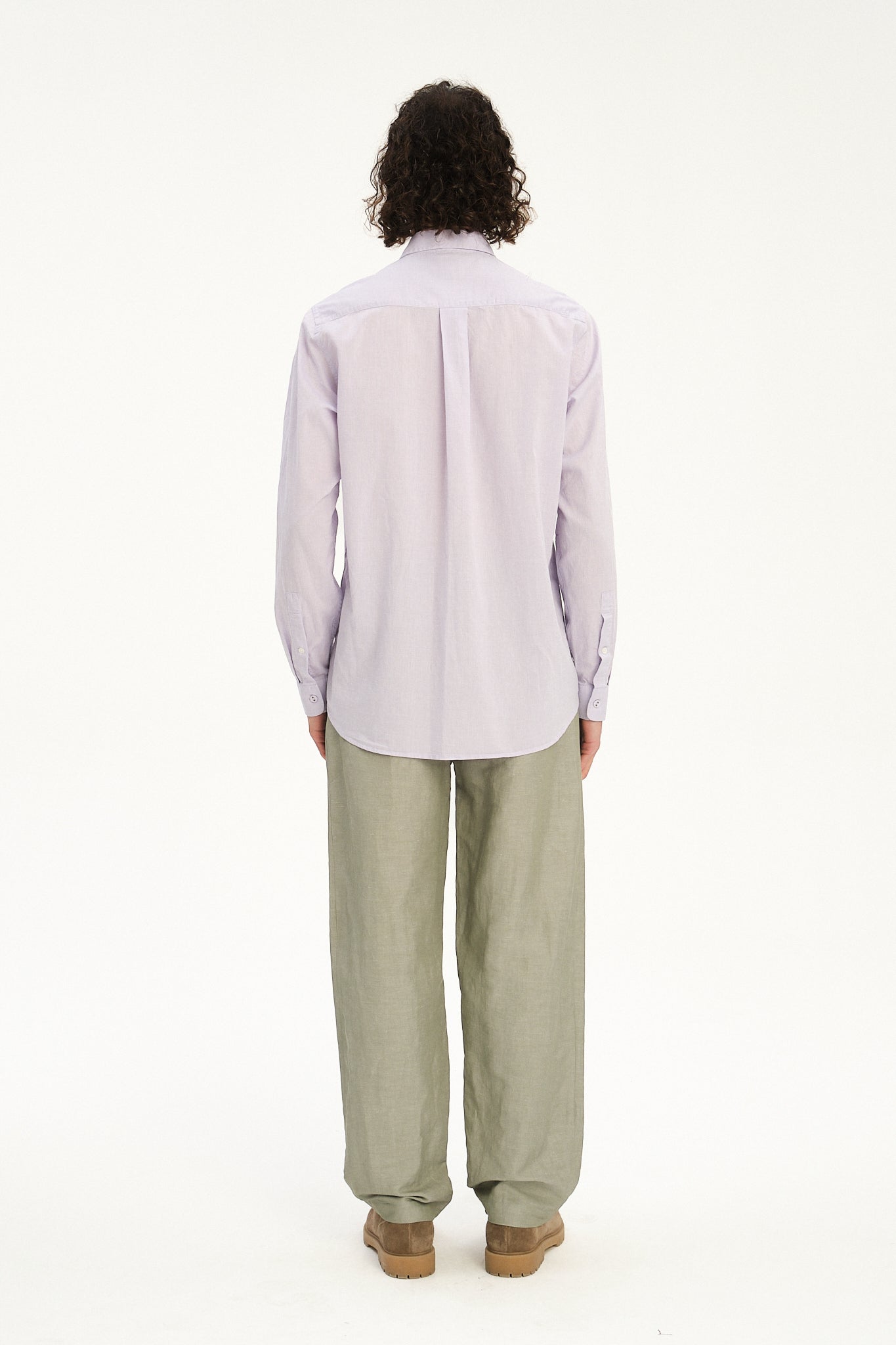 Relaxed Fit Shirt with Fabric Covered Buttons in Soft Cotton