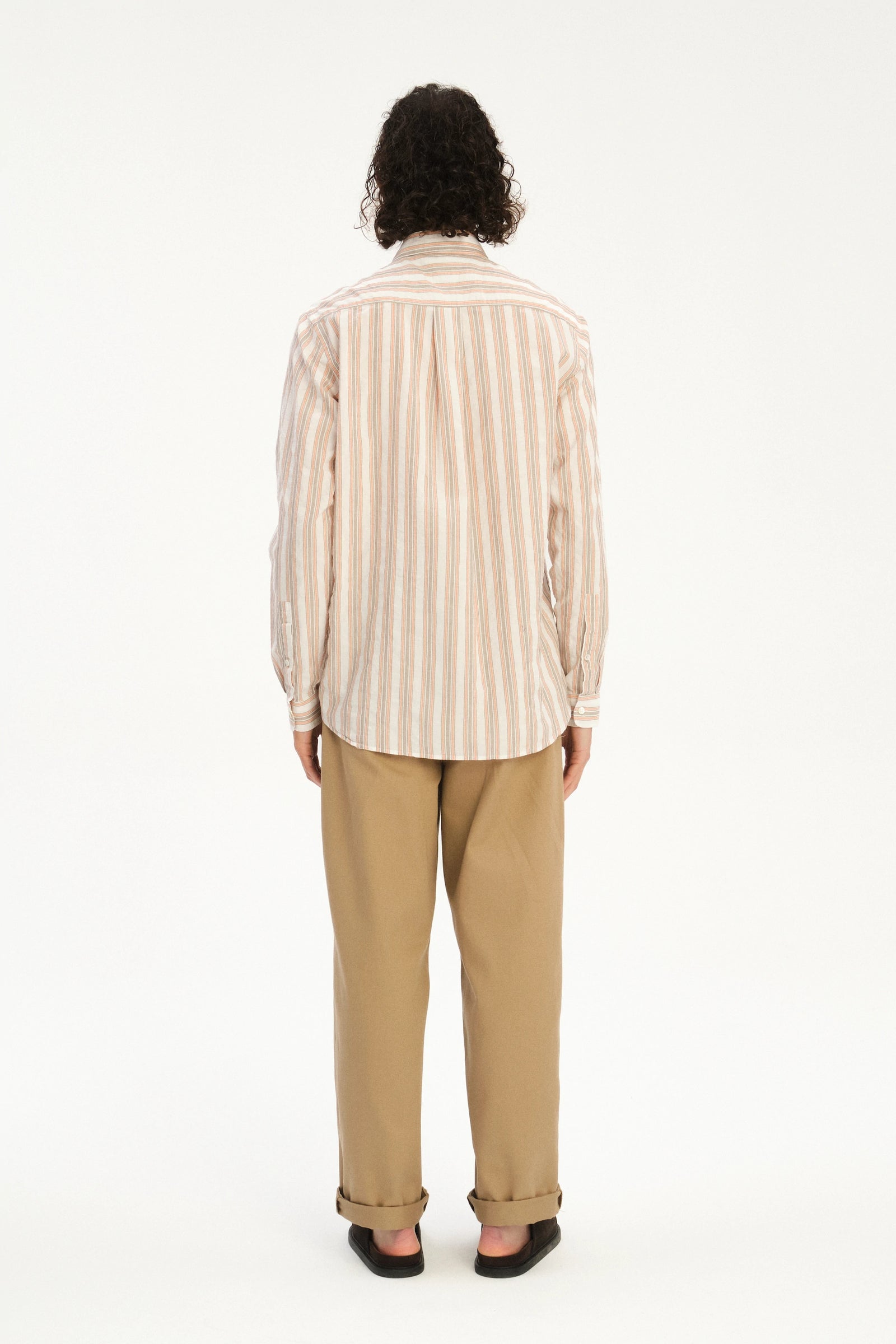 Relaxed Fit Delft Shirt in a soft Striped Blend of Cotton and Linen