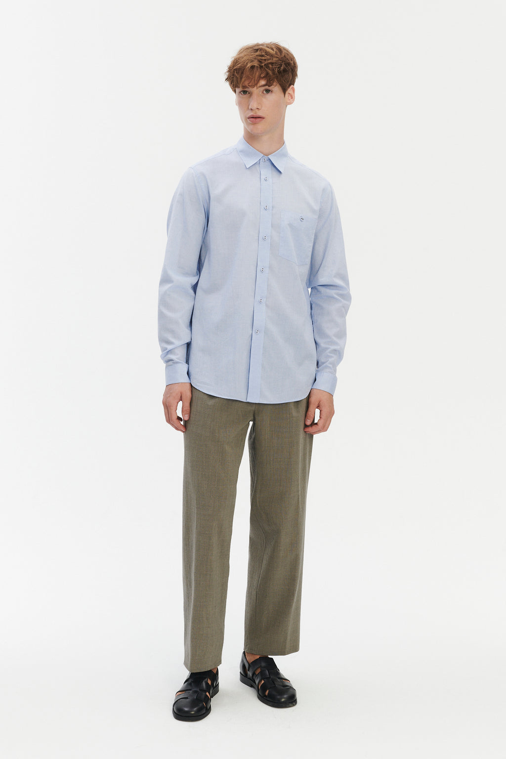 Relaxed Fit Shirt with Fabric Covered Buttons in Soft Italian Cotton